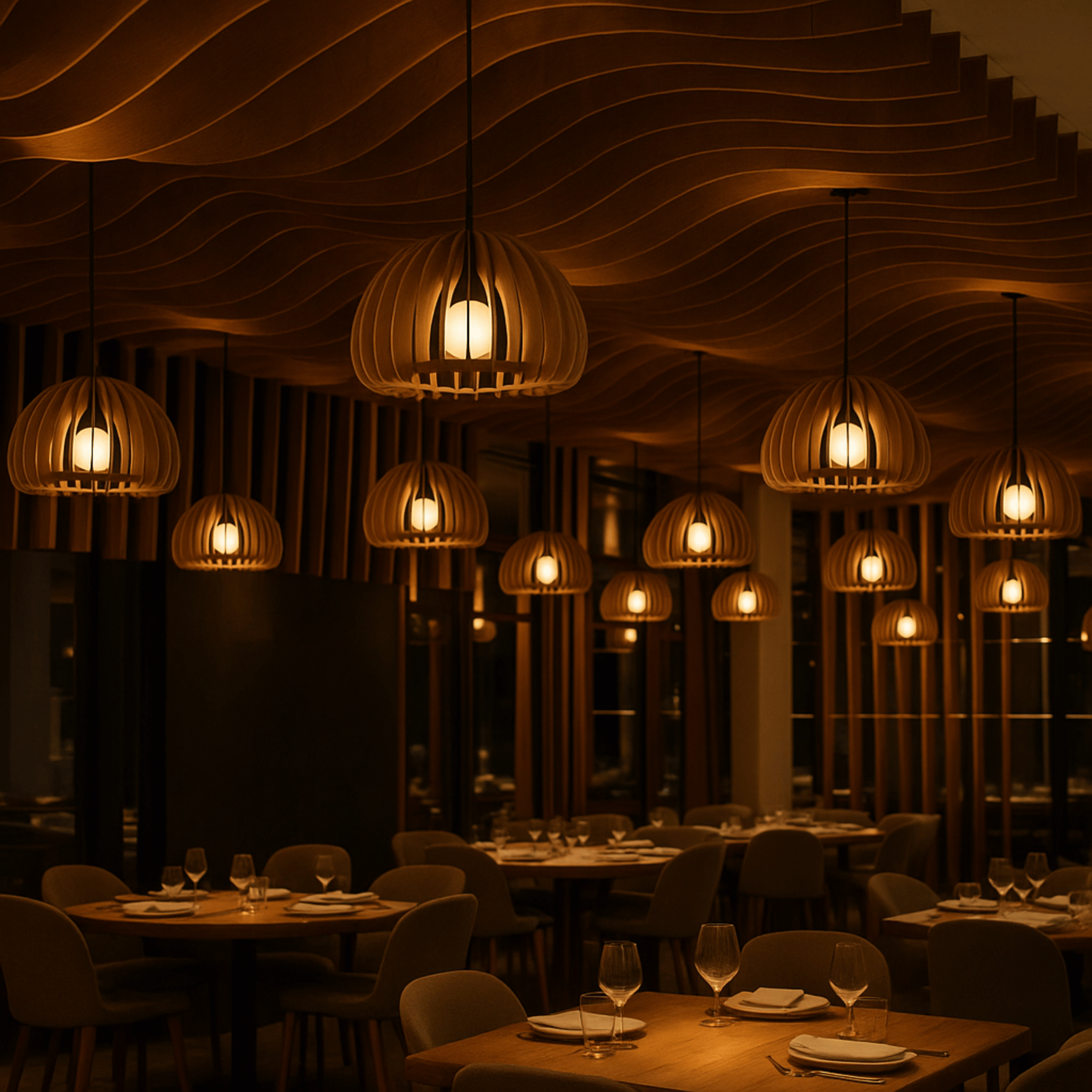 Modern Acoustic Felt Pendant Light — Dampa Skonne, Camel, Ceiling Fixtures
