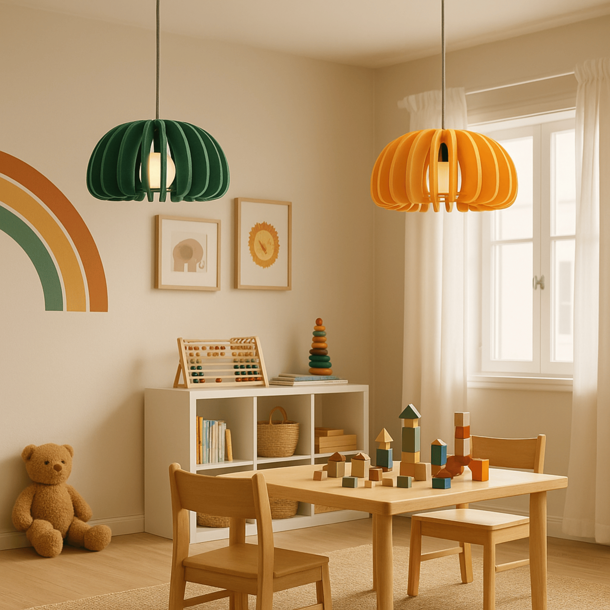 Modern Acoustic Felt Pendant Light — Dampa Skonne, Orange, Ceiling Fixtures