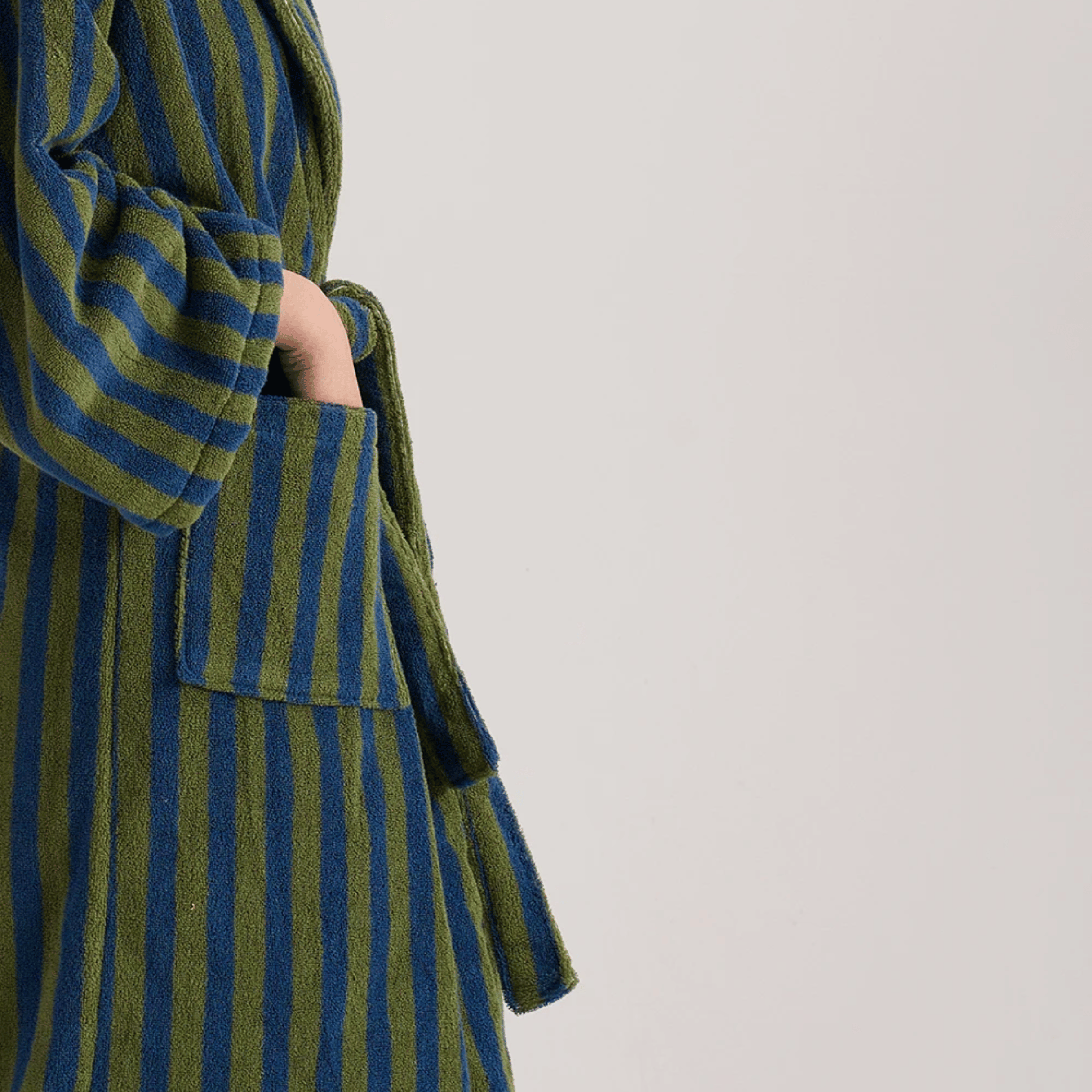 Driva Organic Jacquard Bathrobe Hotel Spa Cotton, Robes, Retro Blue Green