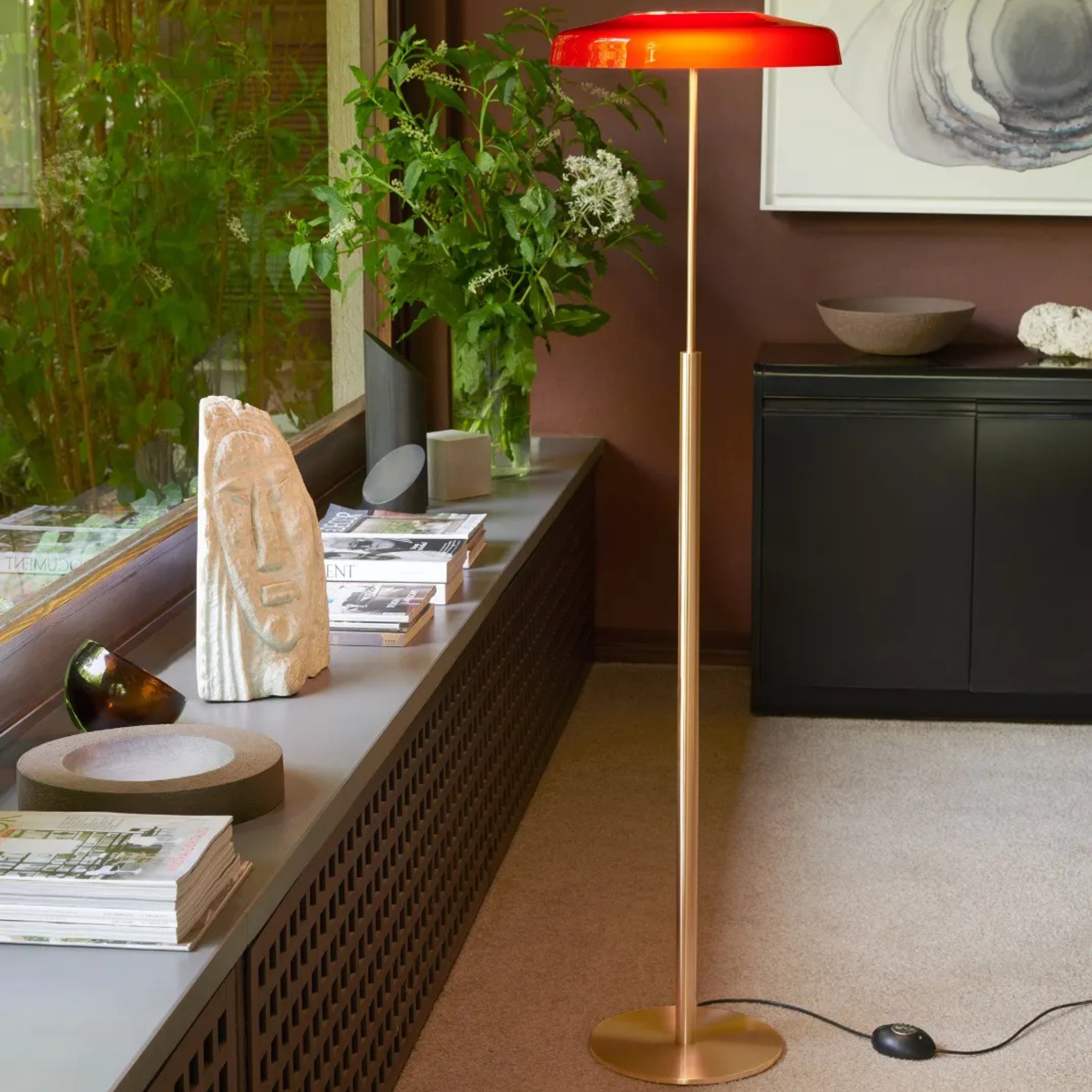 Retro Glass Floor Lamp Elegant Vintage Gold Design, Lamps, Elden for Living Room