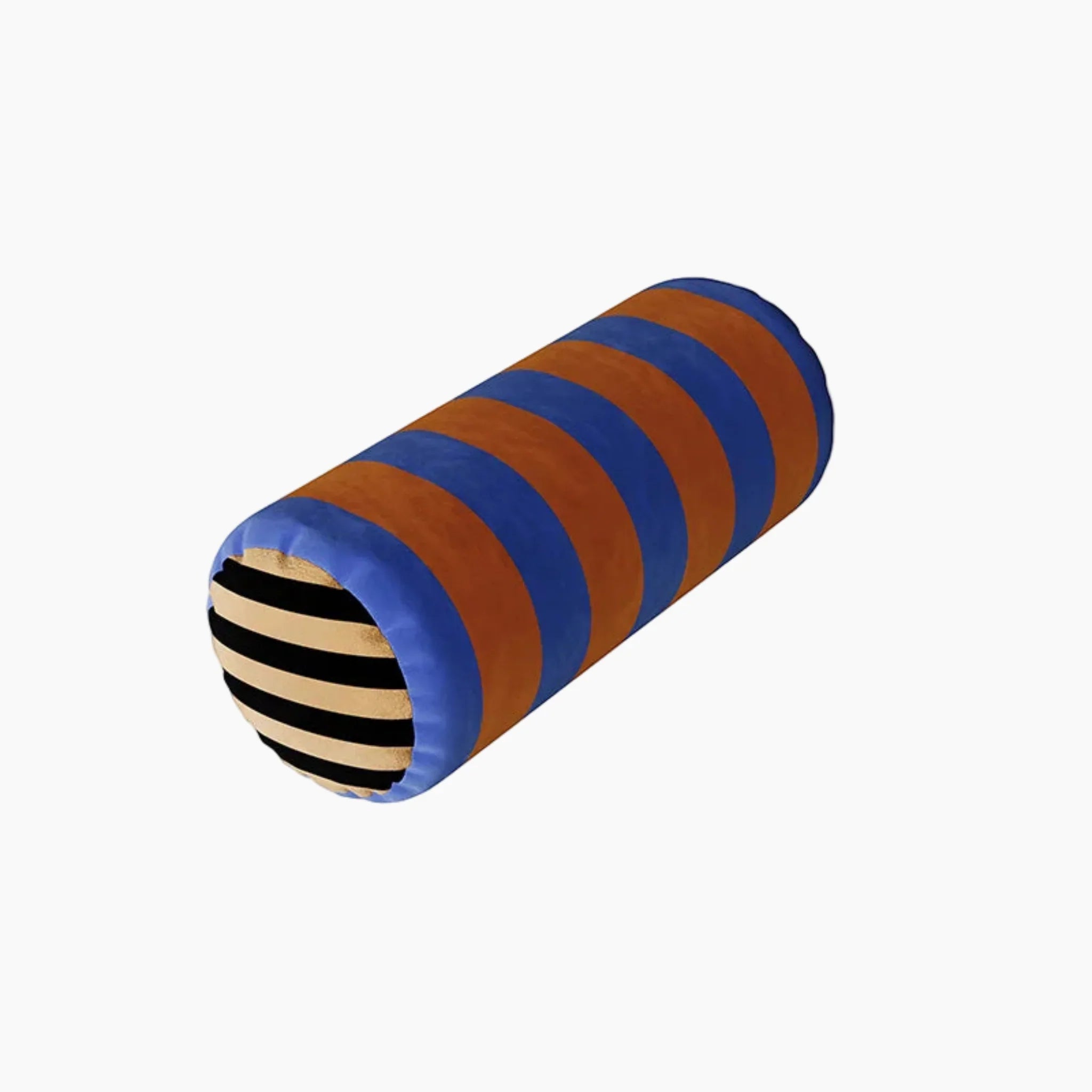 Nordic Velvet Neck Roll Pillow with Insert Skonne, Blue & Orange, Throw Pillows, Favn Scandinavian Style