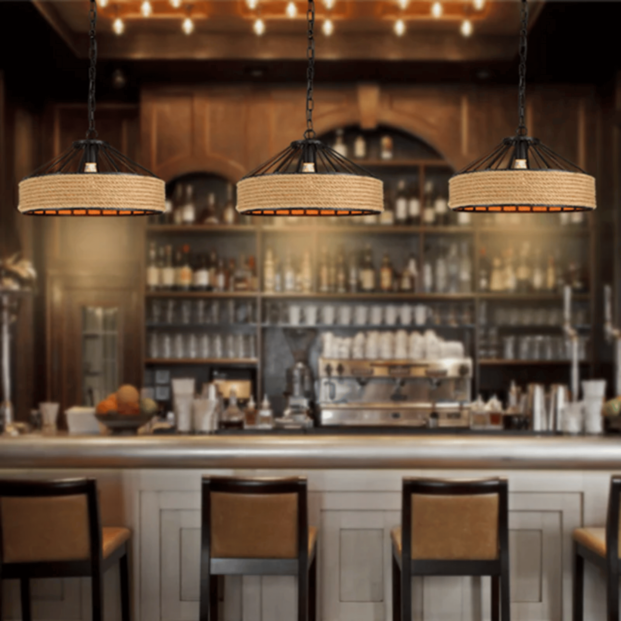 Rustic Handwoven Hemp Pendant Light for Any Room, Ceiling Fixtures, Fletta Rope