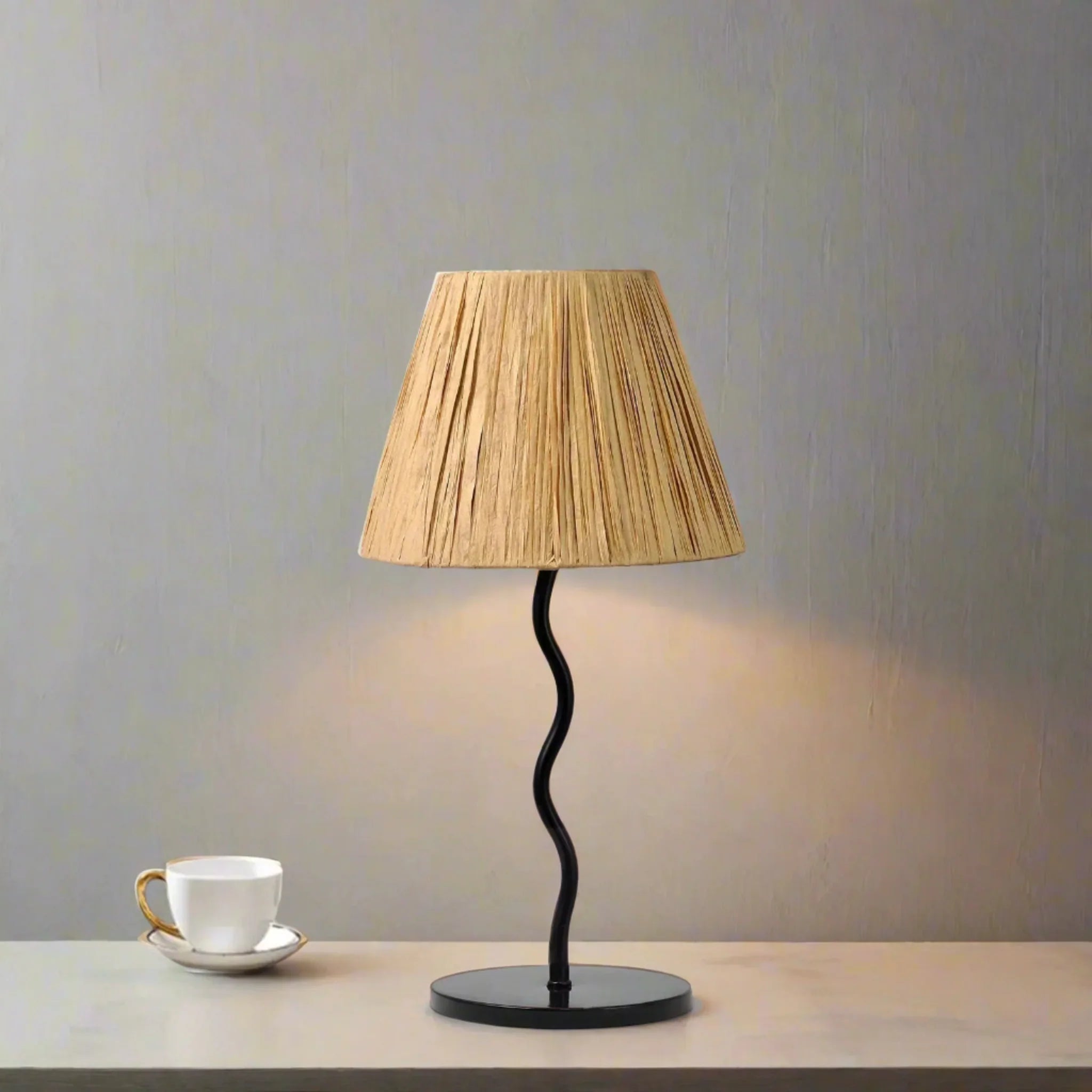 Woven Paper Rope Table Lamp Black Warm Glow Decor, Lamps, Fletta Sculptural