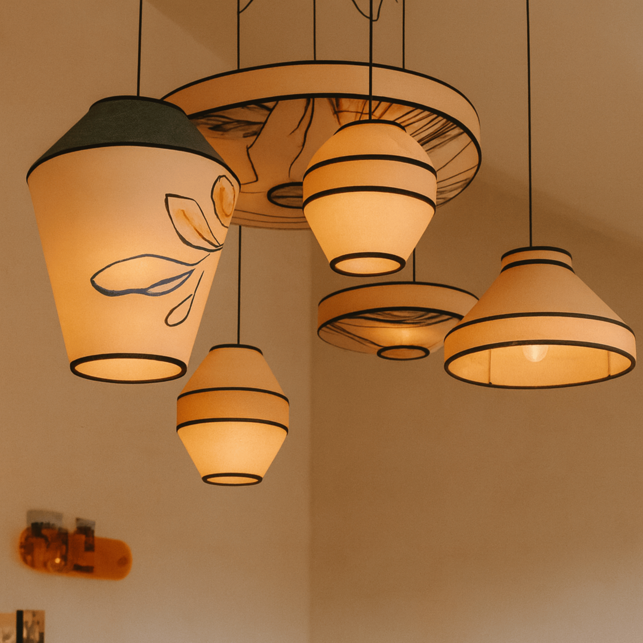 Wabi-Sabi Fabric Pendant Light - Nordic Crafted, Ceiling Fixtures, Fletta Handcrafted