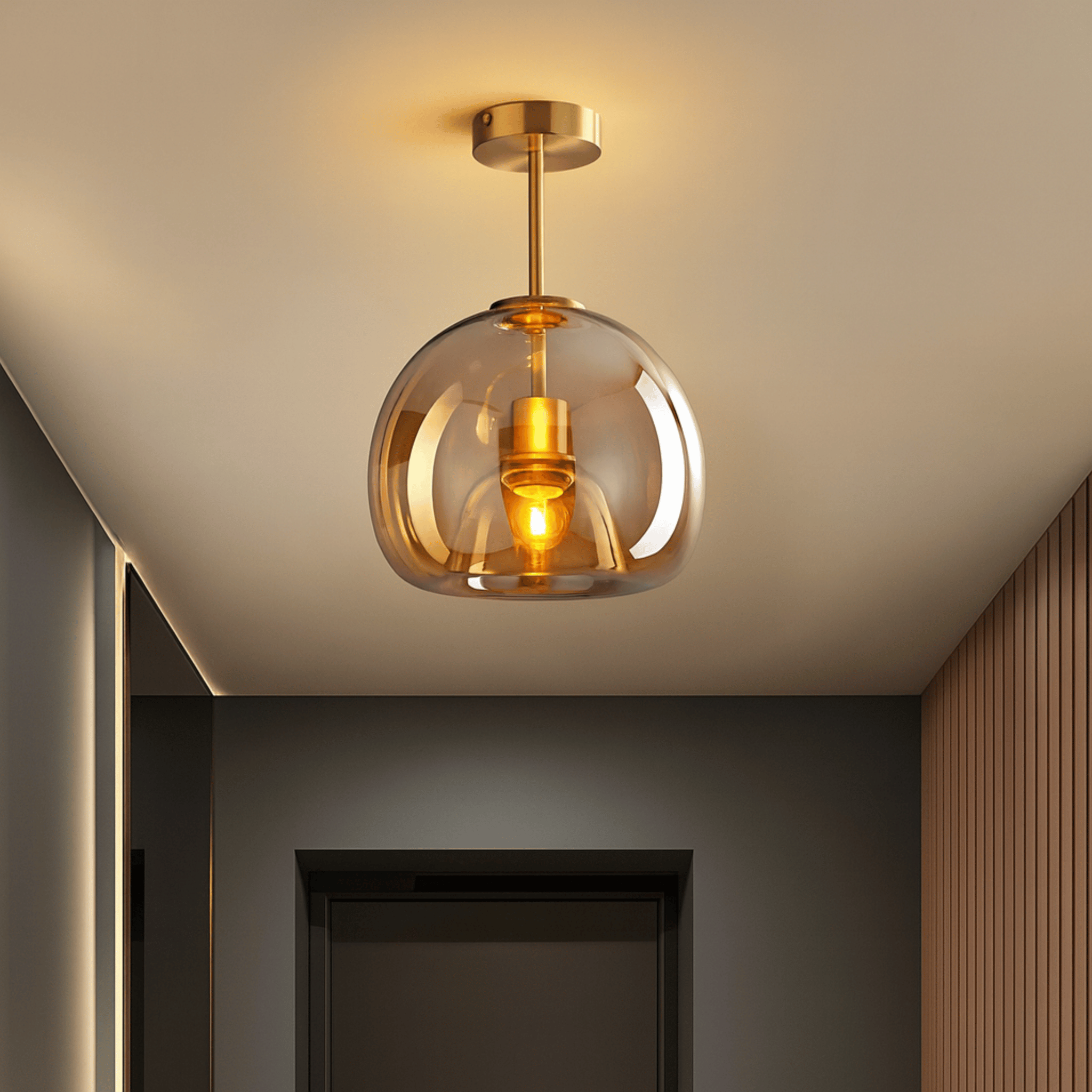 Glasa Nordic Minimalist Glass Stone Ceiling Light, Fixtures, Warm Glow
