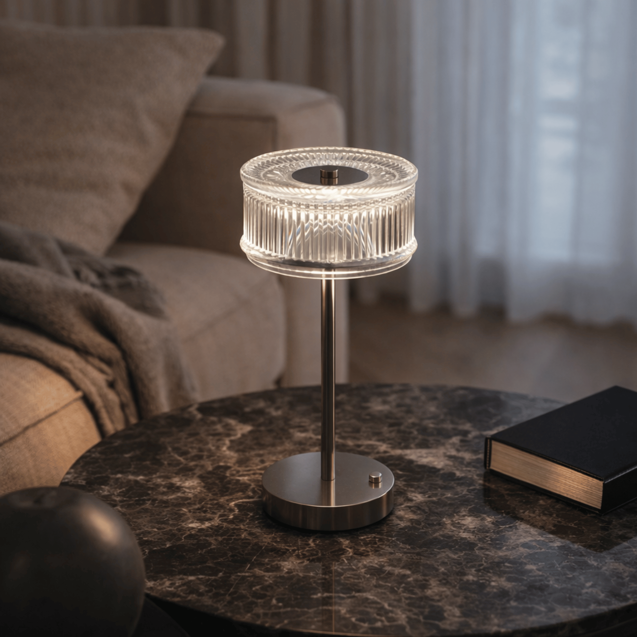 Cordless Crystal Table Lamp Rechargeable Dimmable, Lamps, Gloda Touch