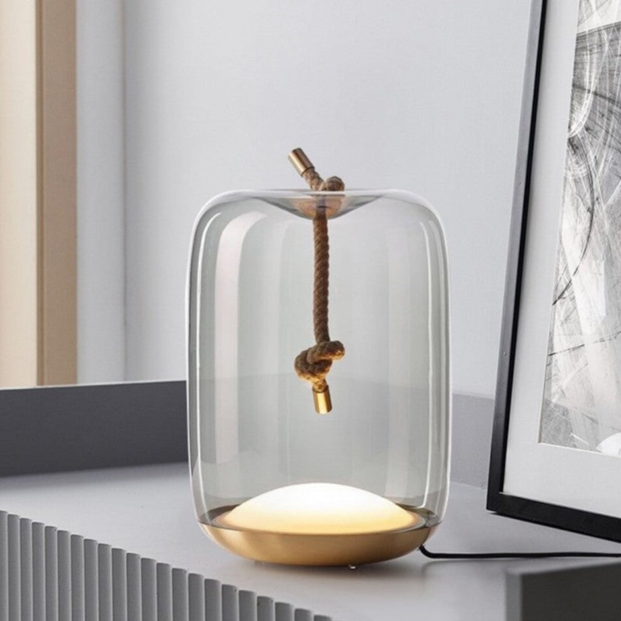 Nordic Glass LED Bedside Table Lamp | Gold Finish, Lamps, Gloda Base