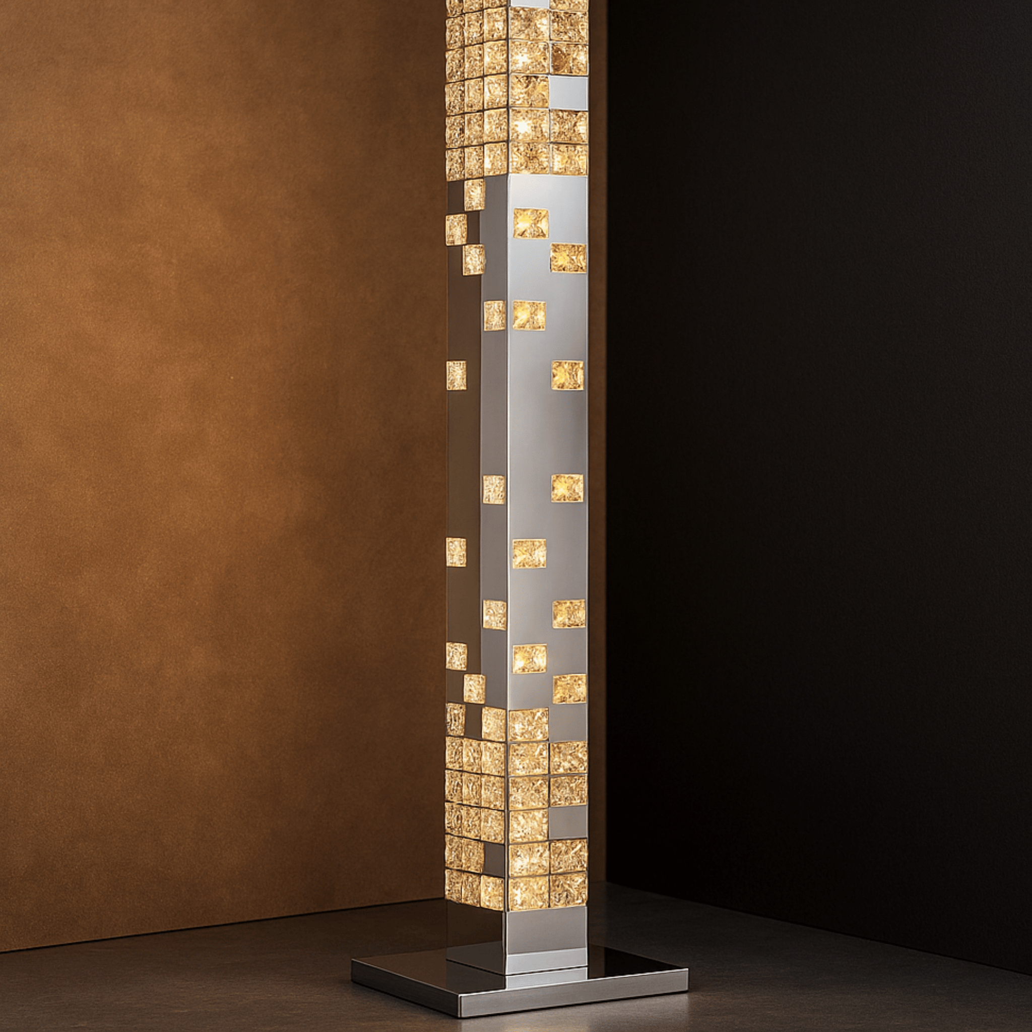 Glodra Crystal LED Tower Floor Lamp Living Room, Silver, Lamps, with Light