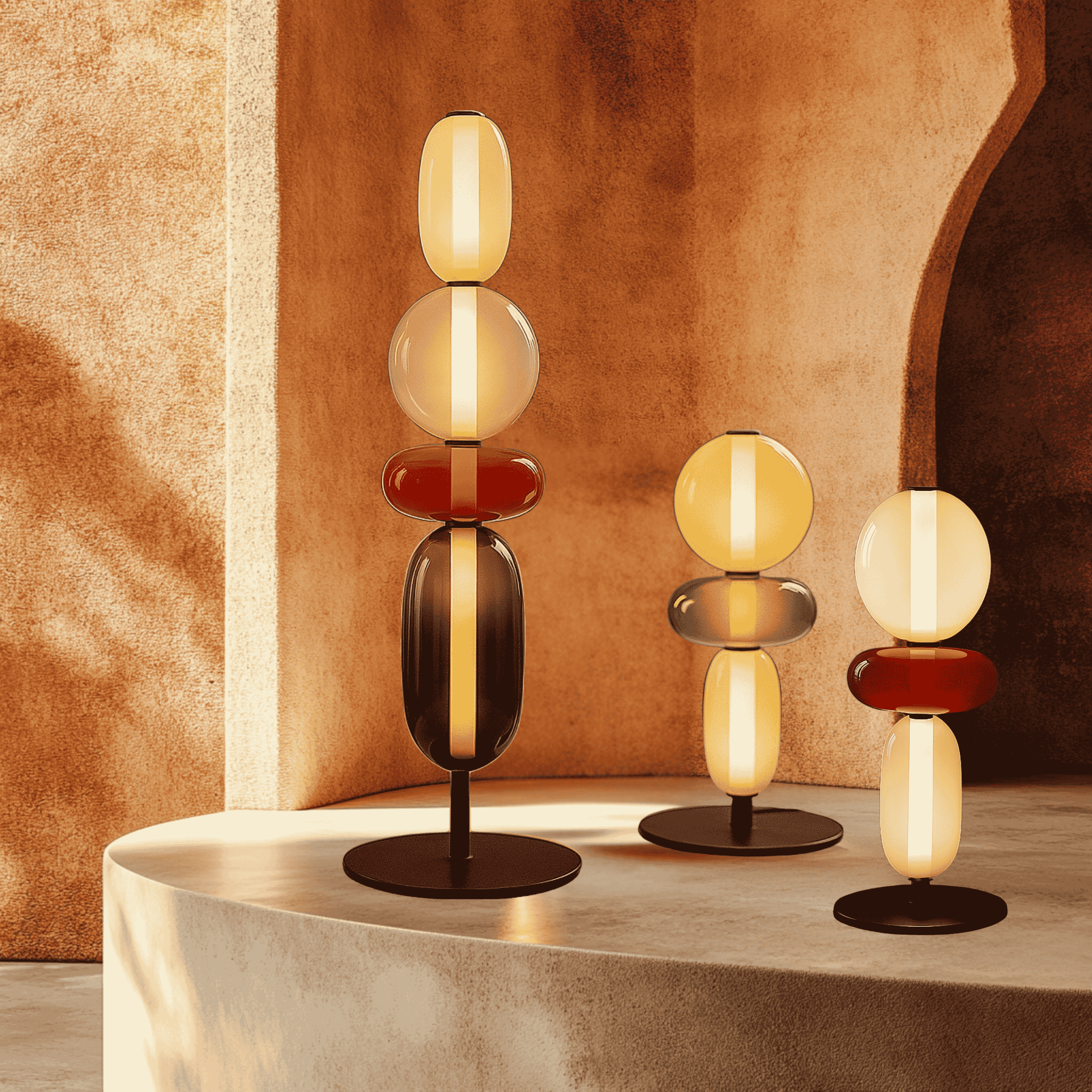 Glødra Multi-Head Stained Glass LED Lamp for Home, Floor Lamps, Table
