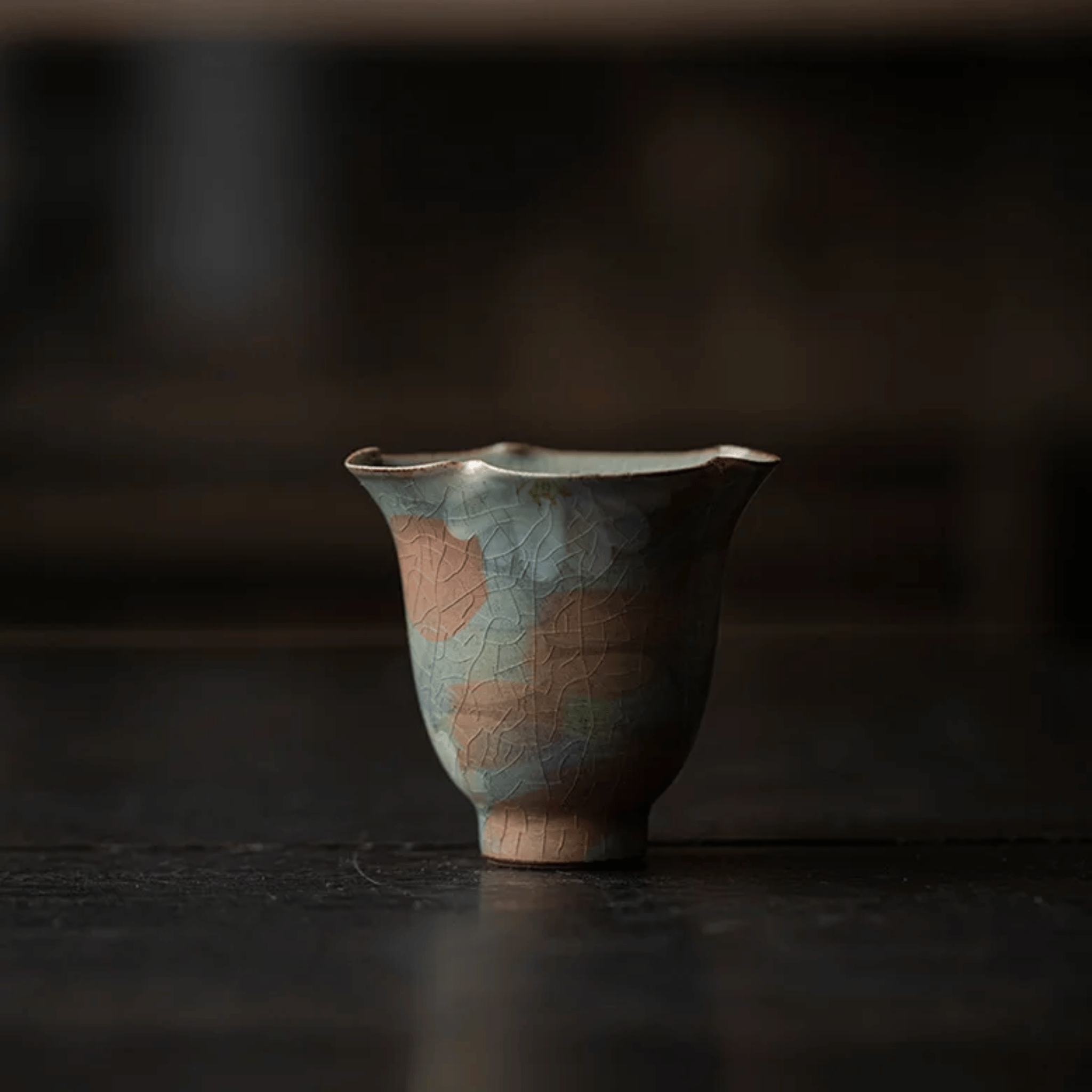 Glödra Artisan Ceramic Teacup Set for Tea Rituals, Drinkware Sets, Hand-Painted Wabi-Sabi