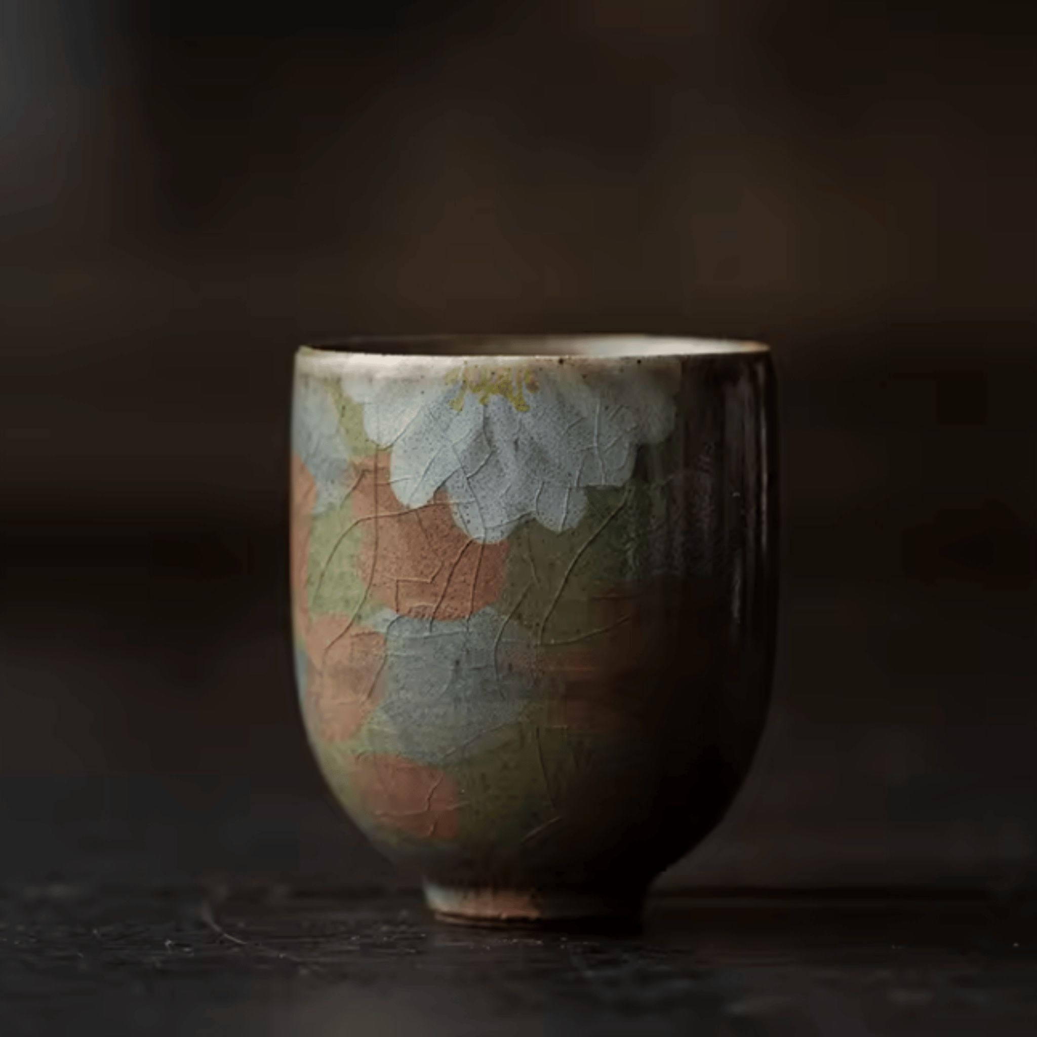 Glödra Artisan Ceramic Teacup Set for Tea Rituals, Drinkware Sets, Hand-Painted Wabi-Sabi