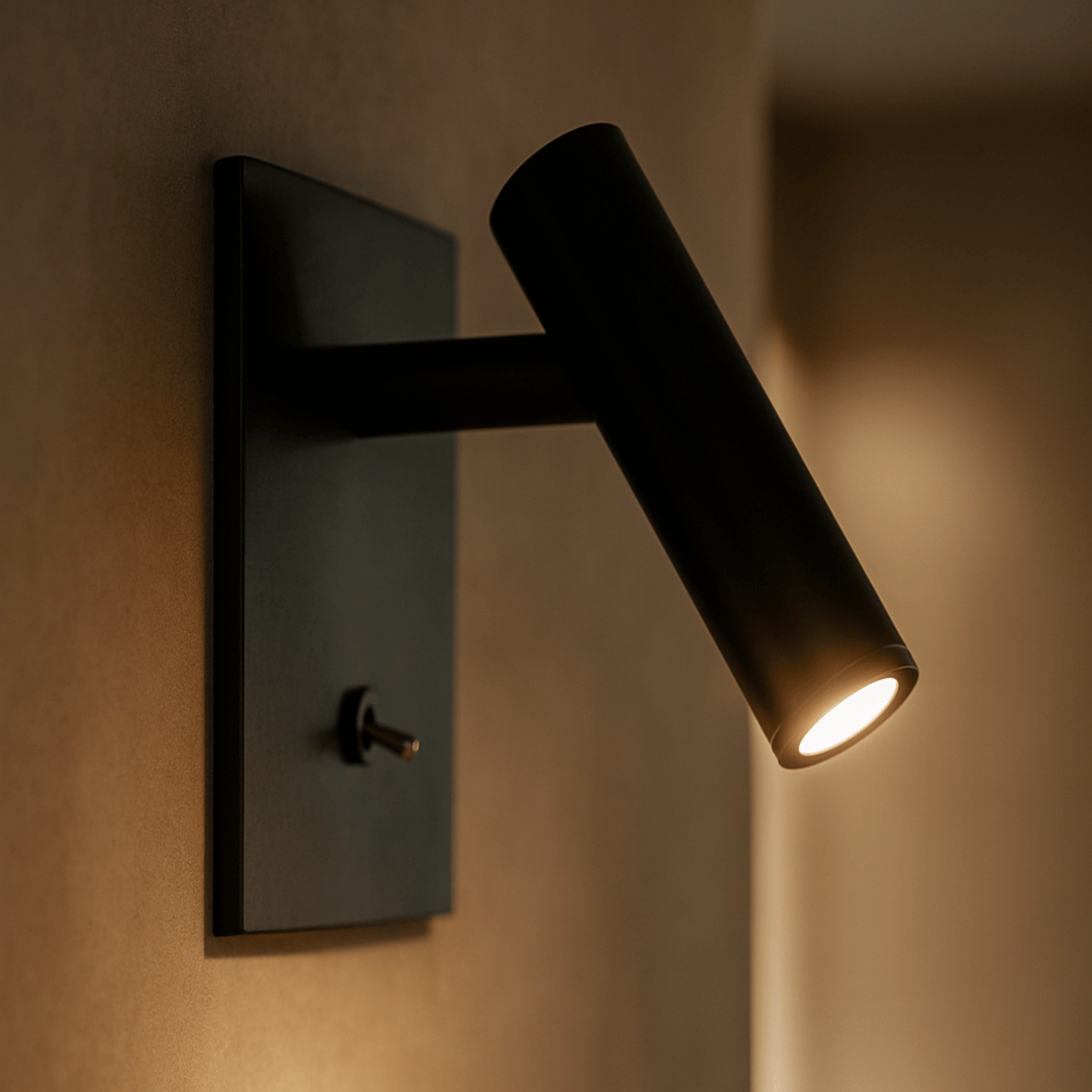 Modern Adjustable Recessed LED Wall Light Sconce, Black, Fixtures, Glödra Square