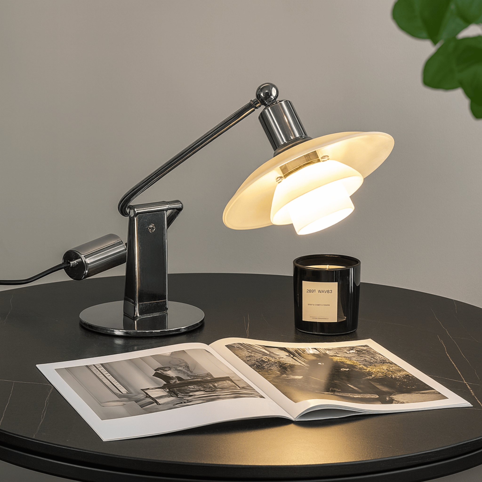 Glödva Chrome Table Lamp – Mid-Century Scandinavian, Lamps, Vintage Frosted Glass