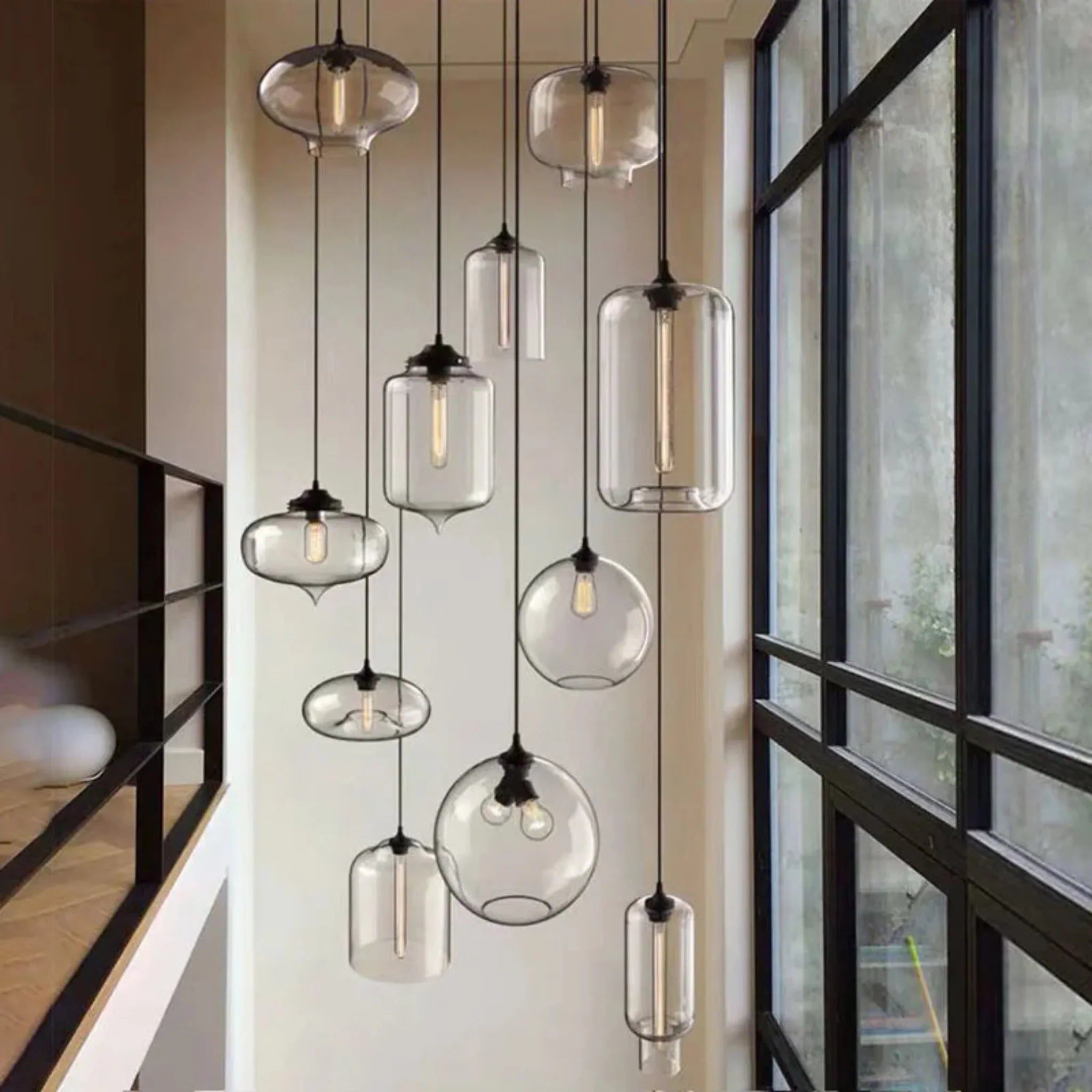 Glora Mouth-Blown Glass Pendant Light Scandinavian, Ceiling Fixtures, Artisan