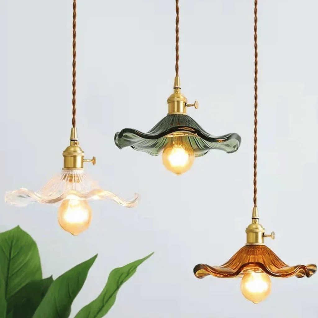 Glora Nordic Glass Pendant Light in Copper Finish, Ceiling Fixtures,