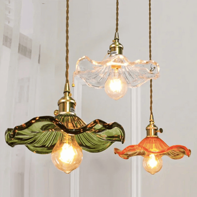 Glora Nordic Glass Pendant Light in Copper Finish, Ceiling Fixtures,