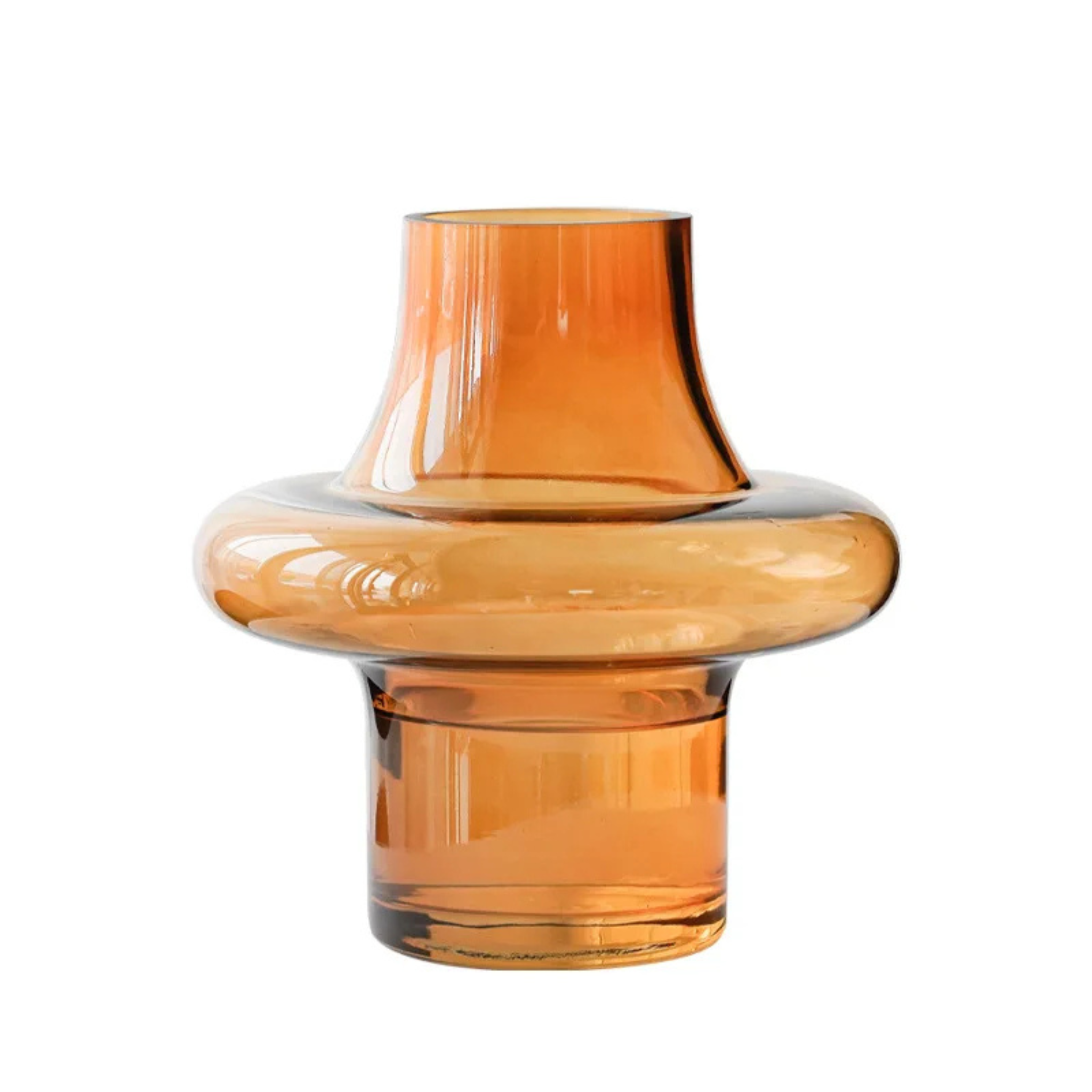 Glovik Amber Geometric Glass Vase for Modern Decor, Small, Vases, Sculptural