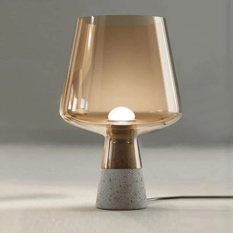 Grunda Cement Glass Lamp — Industrial Nordic Style, 11.8’’ / Amber, Table Lamps,