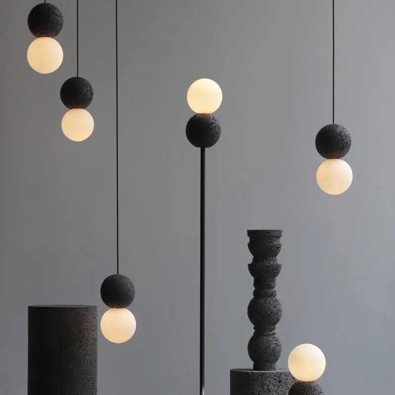 Nordic Terrazzo Pendant Light for Dining and Bedroom, Volcanic Black, Ceiling Fixtures, Grusten Minimalist