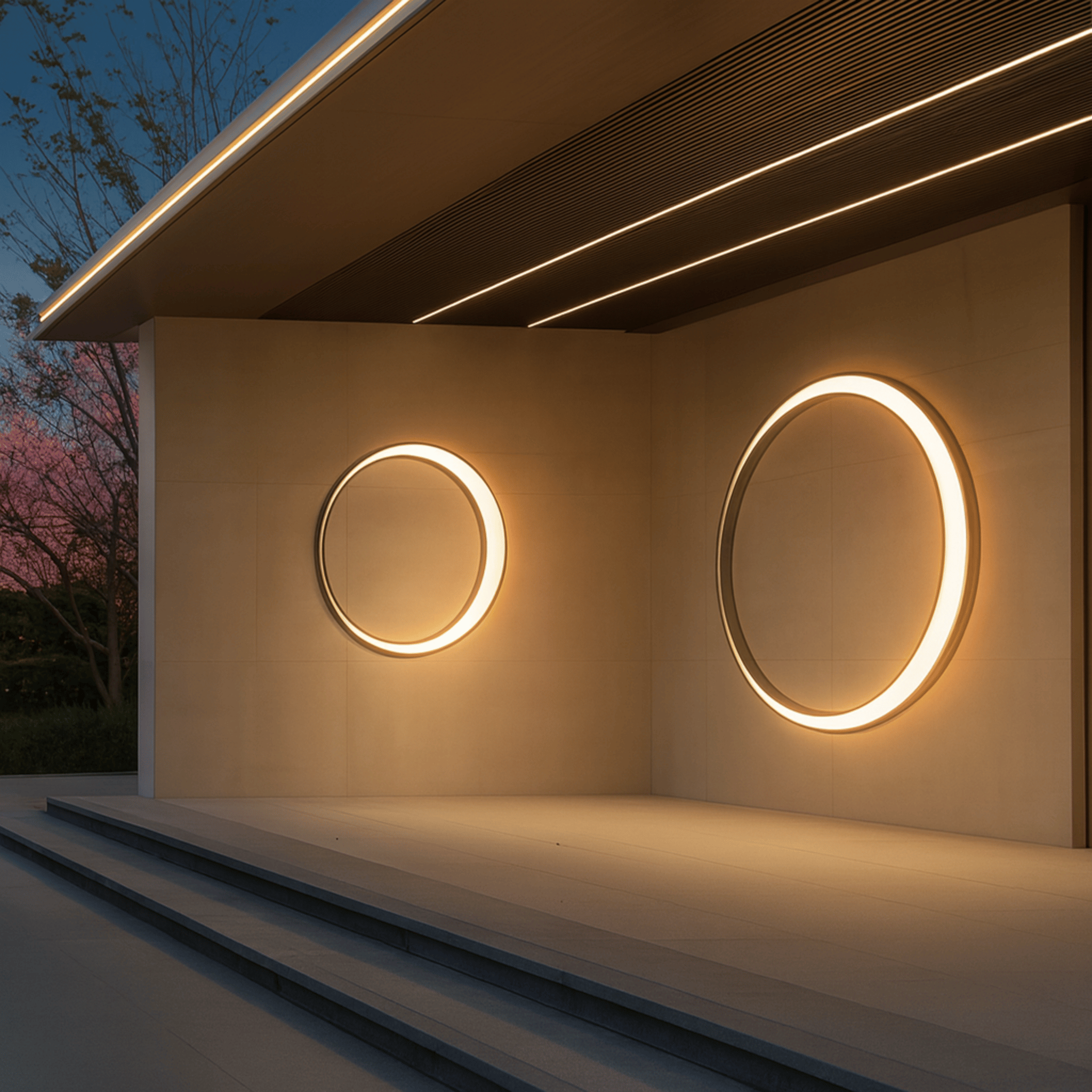 Halvmane Waterproof Round LED Outdoor Wall Light, Landscape Pathway Lighting, Stainless