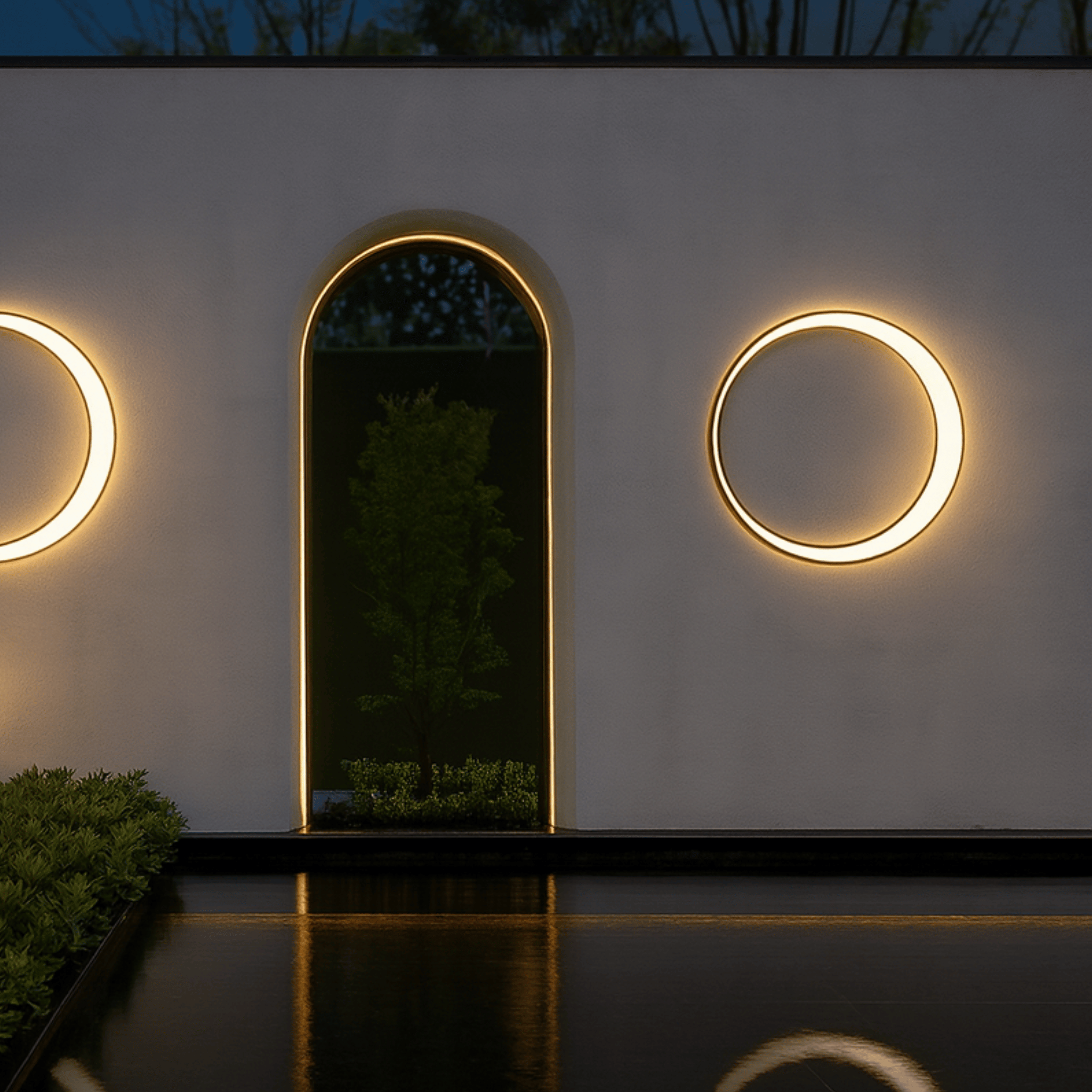 Halvmane Waterproof Round LED Outdoor Wall Light, Landscape Pathway Lighting, Stainless