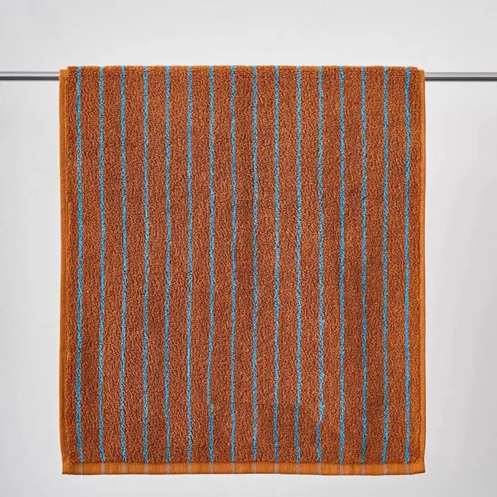 Halvmyr Retro Stripe Cotton Towel for Bathroom, Bath Towels, Rust Combed