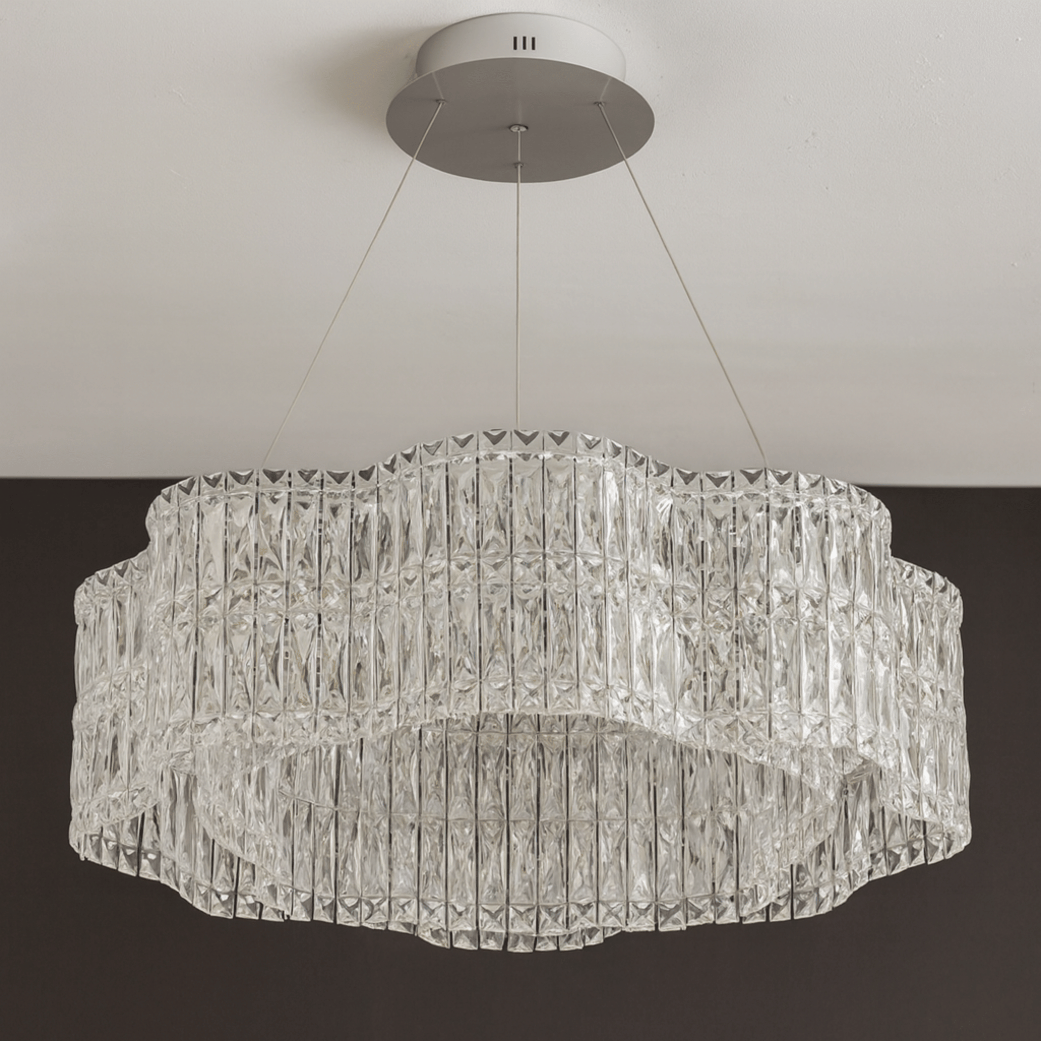 Halvring K9 Crystal Halo Chandelier for Dining Room, Ceiling Light Fixtures, LED