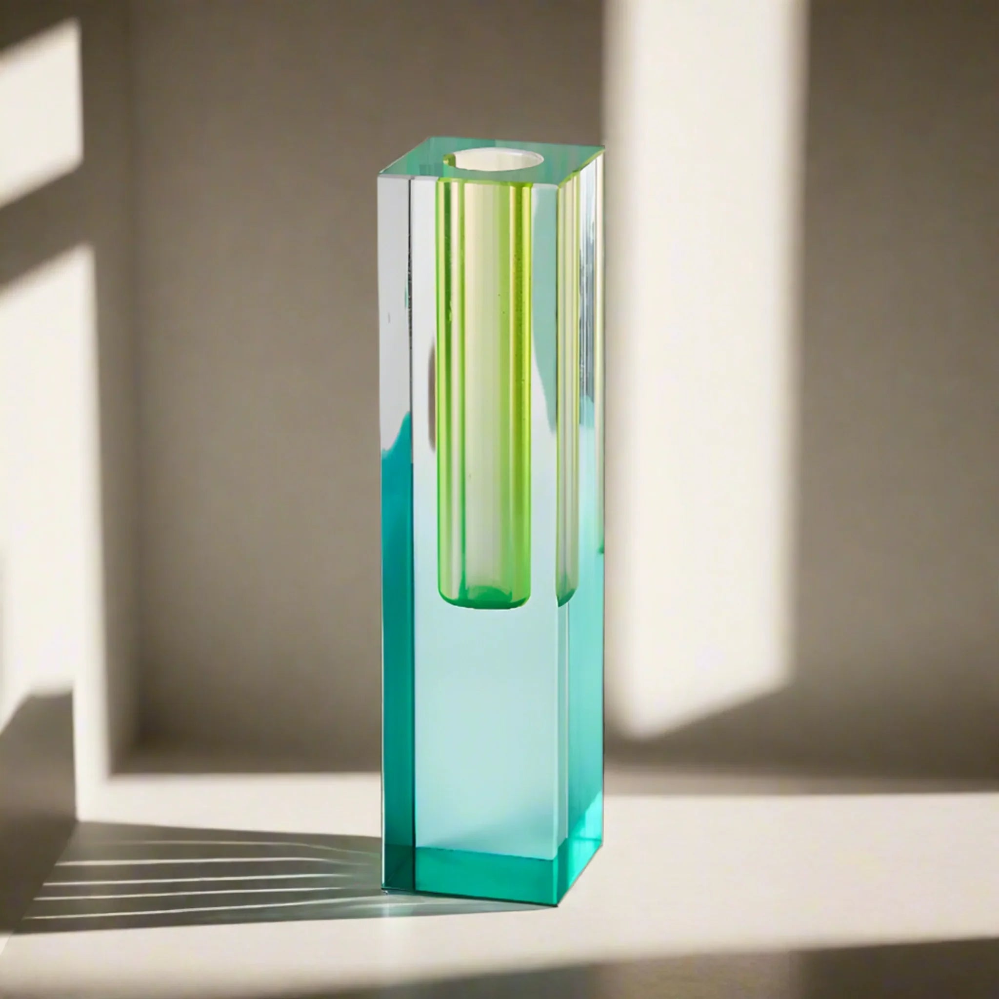 Klaris Tall Acrylic Bud Vase for Nordic Interiors, Green, Vases, Minimalist
