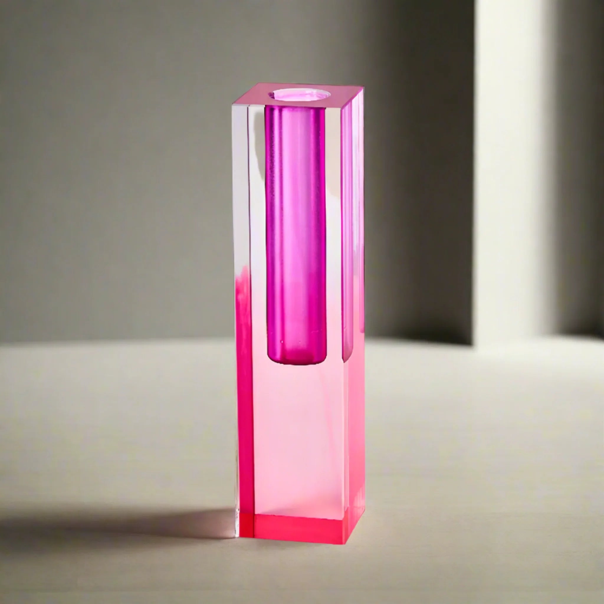 Klaris Tall Acrylic Bud Vase for Nordic Interiors, Purple & Pink, Vases, Minimalist