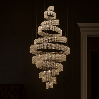 Luxury Crystal Chandelier for Staircase and Villas, 9 Rings / Warm White, Chandeliers, Klarvind Cascading Ring LED