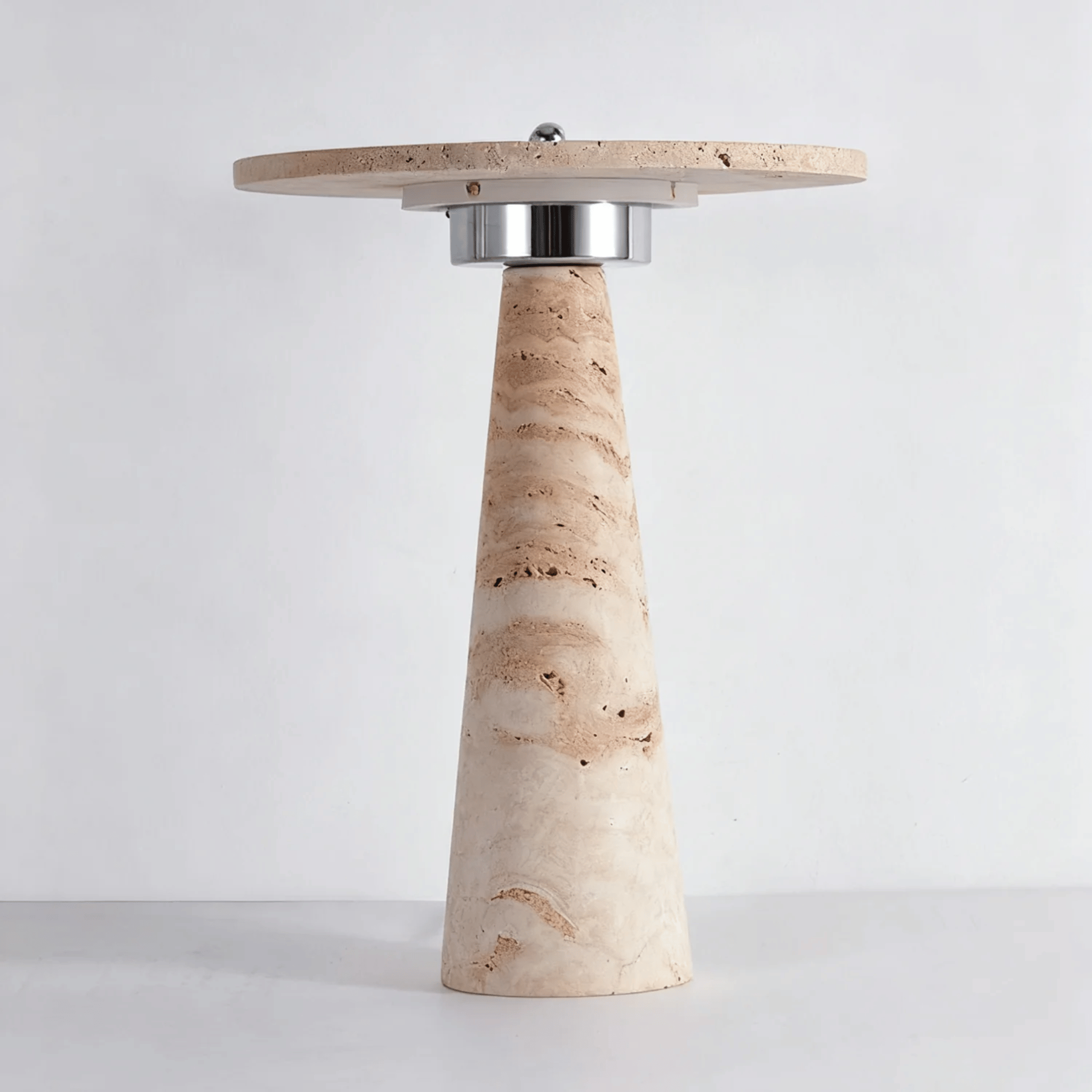 Travertine Stone Table Lamp with 3-Color LED Light, Lamps, Kveldsten