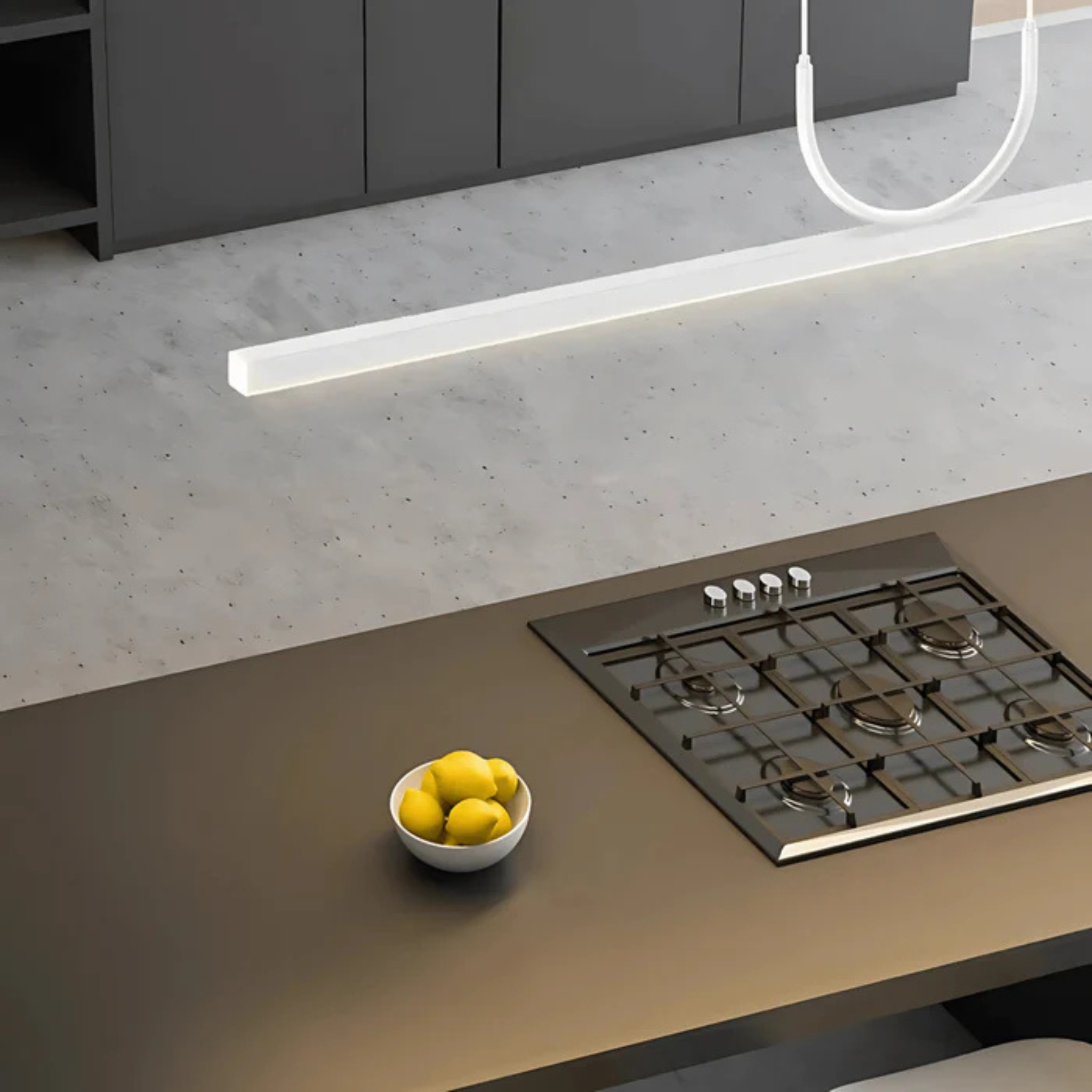 Linnea Linear LED Pendant Light for Dining Rooms, Ceiling Fixtures, White Minimalist