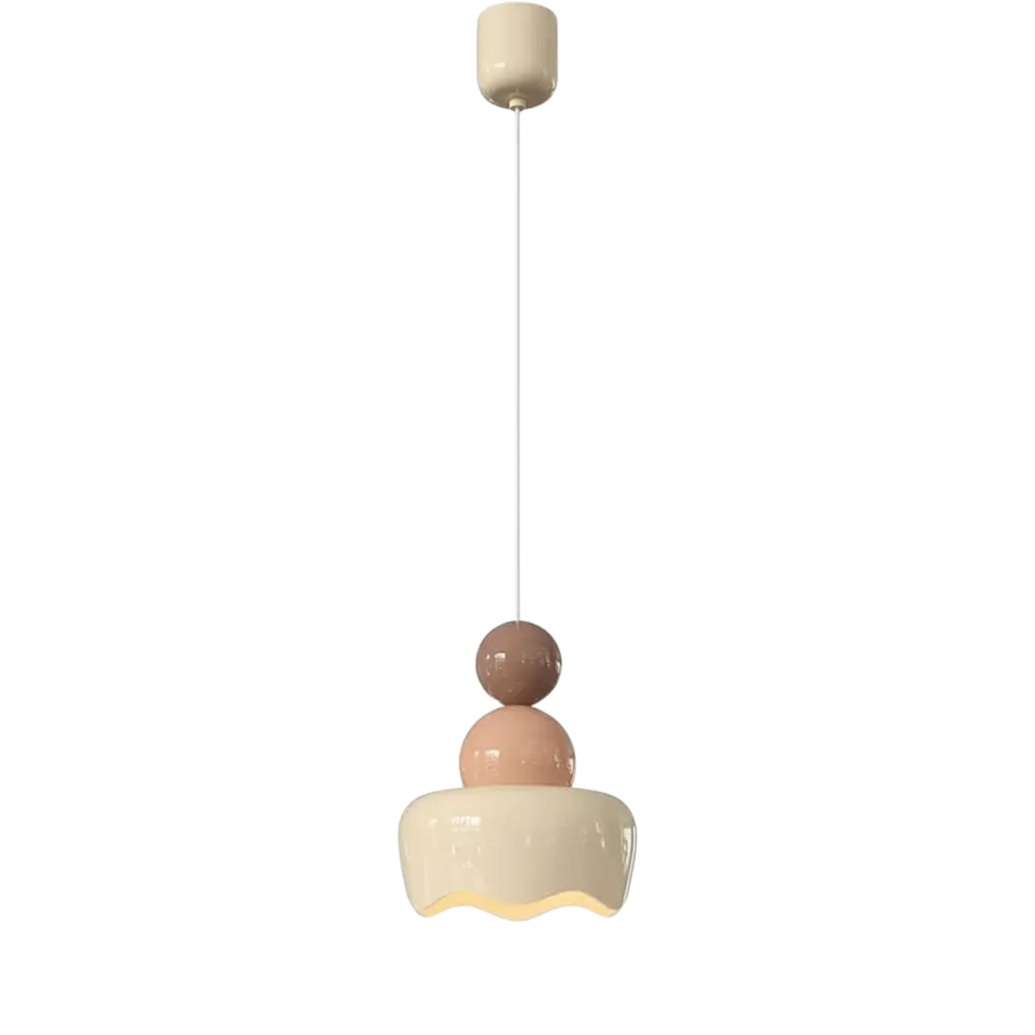 Cream Resin Glass Pendant Light for Bedroom Decor, Ceiling Fixtures, Ljuva