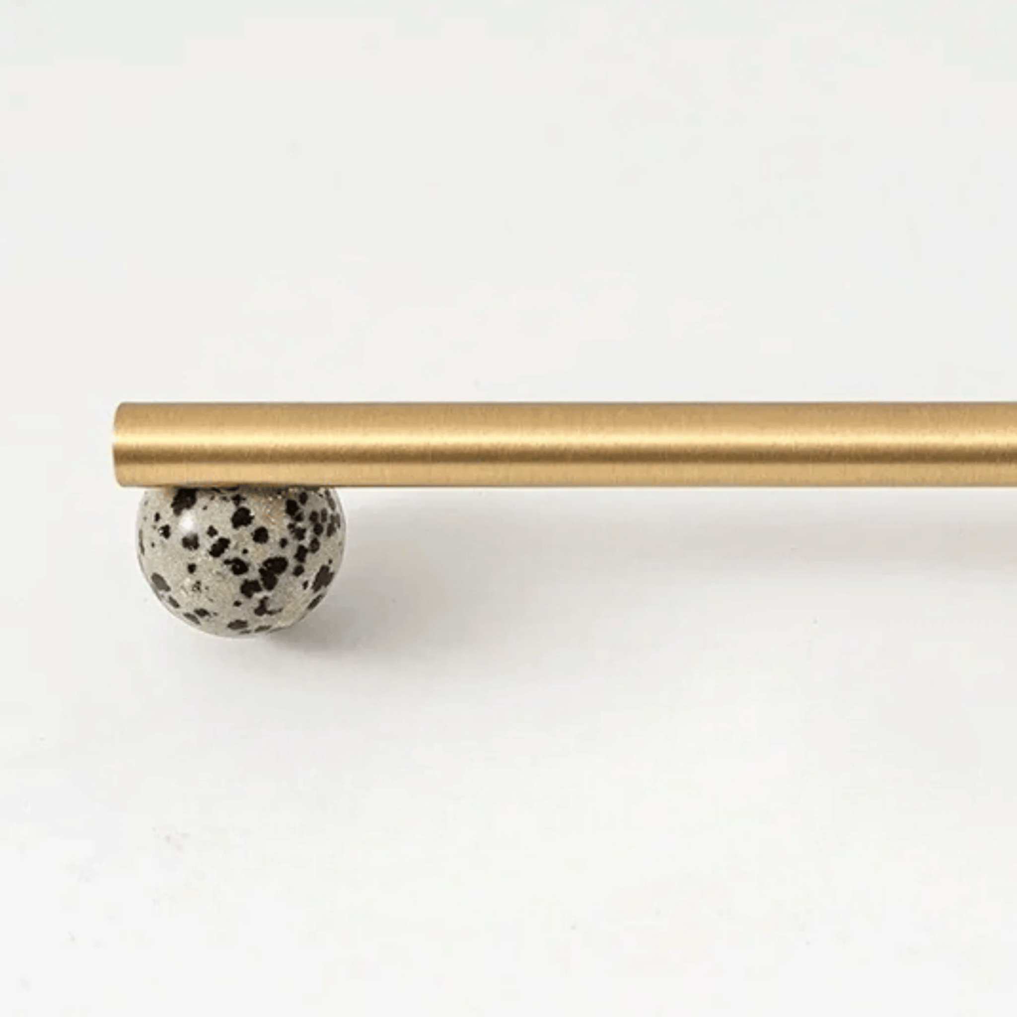 Nordic Marble Brass Drawer Pull Handle for Cabinets, Black & White / L3.7’’ (9.6cm), Cabinet Knobs Handles, Marva Satin