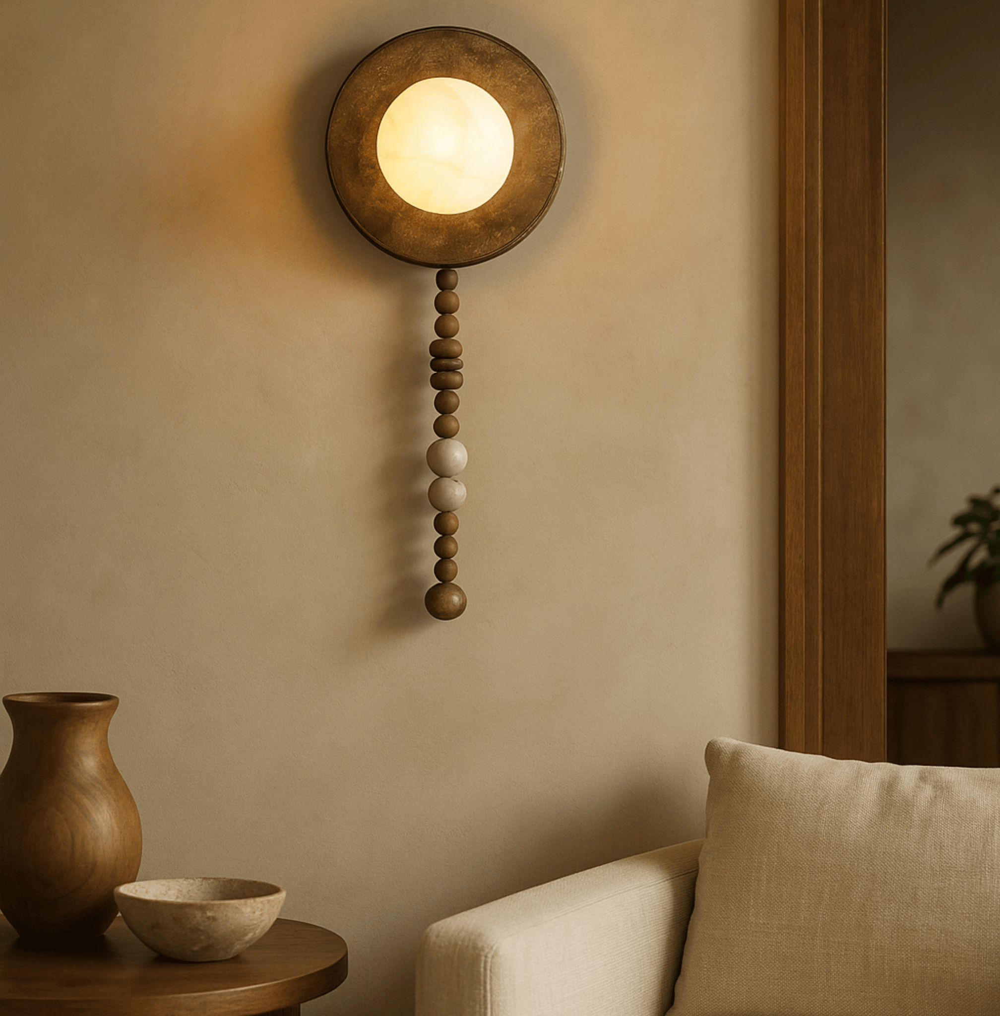 Marble Wood Wall Sconce - Retro Art Deco LED Light, 3-Color Adjustable, Fixtures, Marved