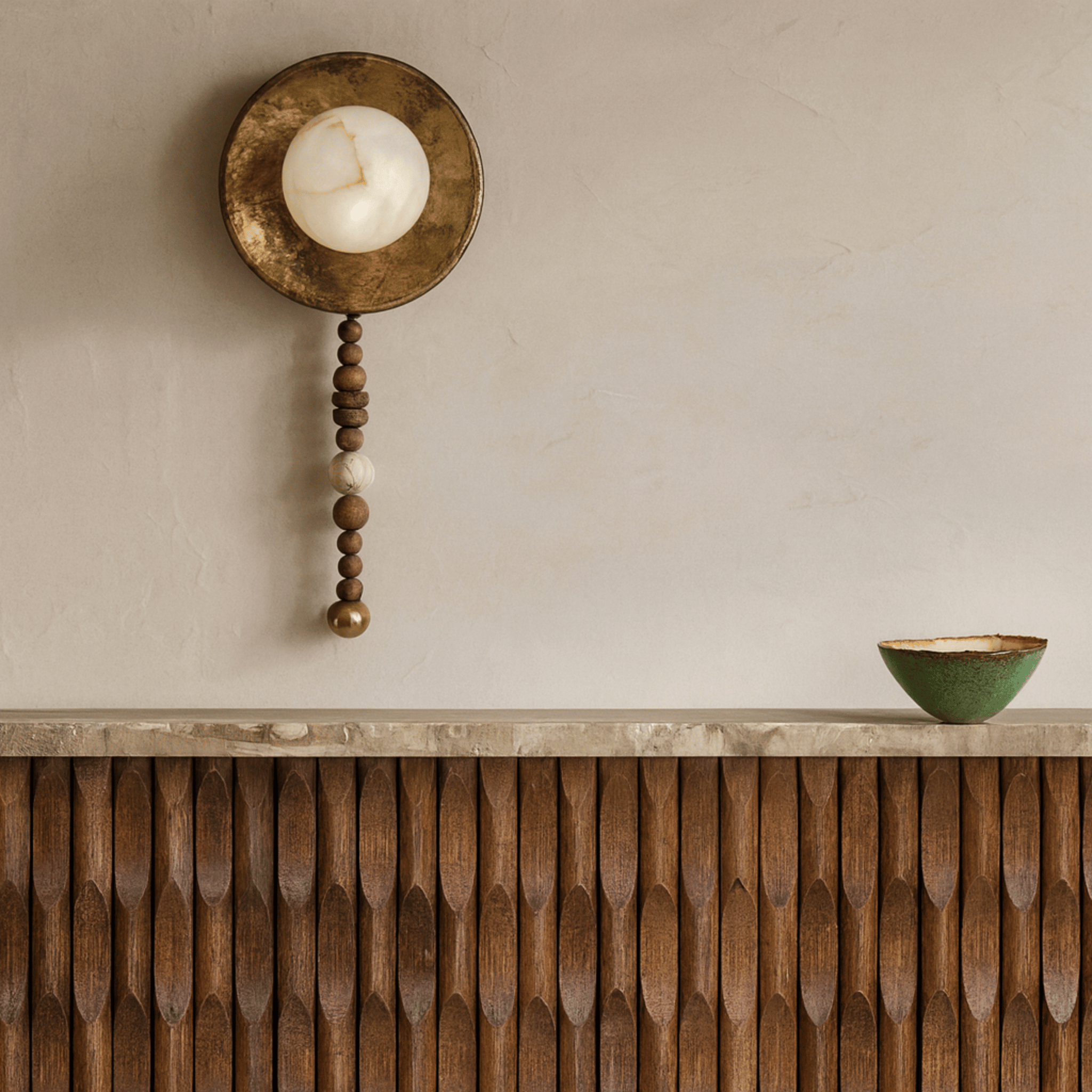 Marble Wood Wall Sconce - Retro Art Deco LED Light, Fixtures, Marved