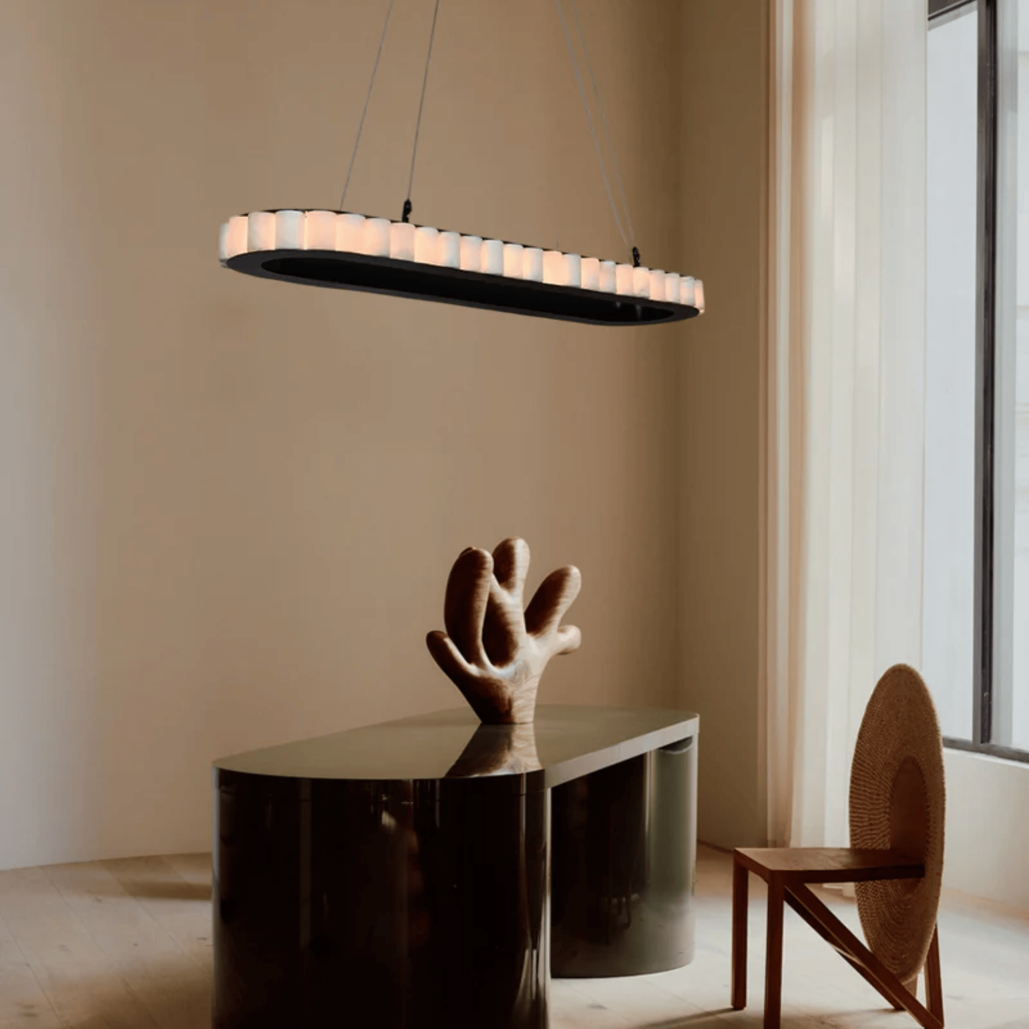 Marvei Oval Marble Pendant Light – Nordic LED Design, 70.9’’ / Warm light, Ceiling Fixtures, for Dining