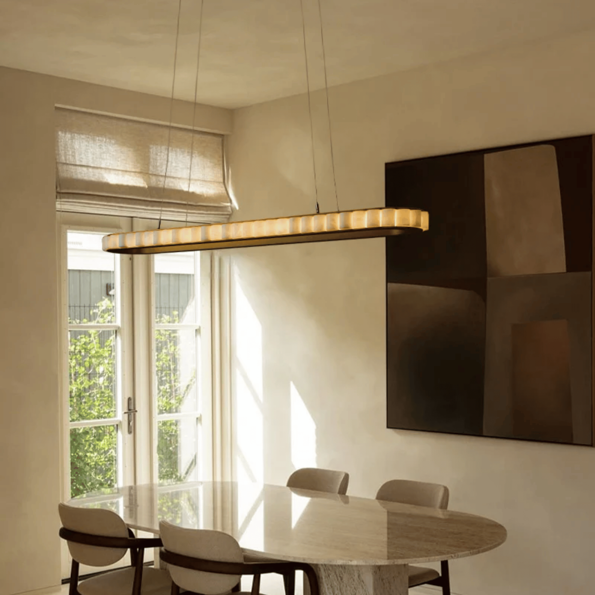 Marvei Oval Marble Pendant Light – Nordic LED Design, Ceiling Fixtures, for Dining