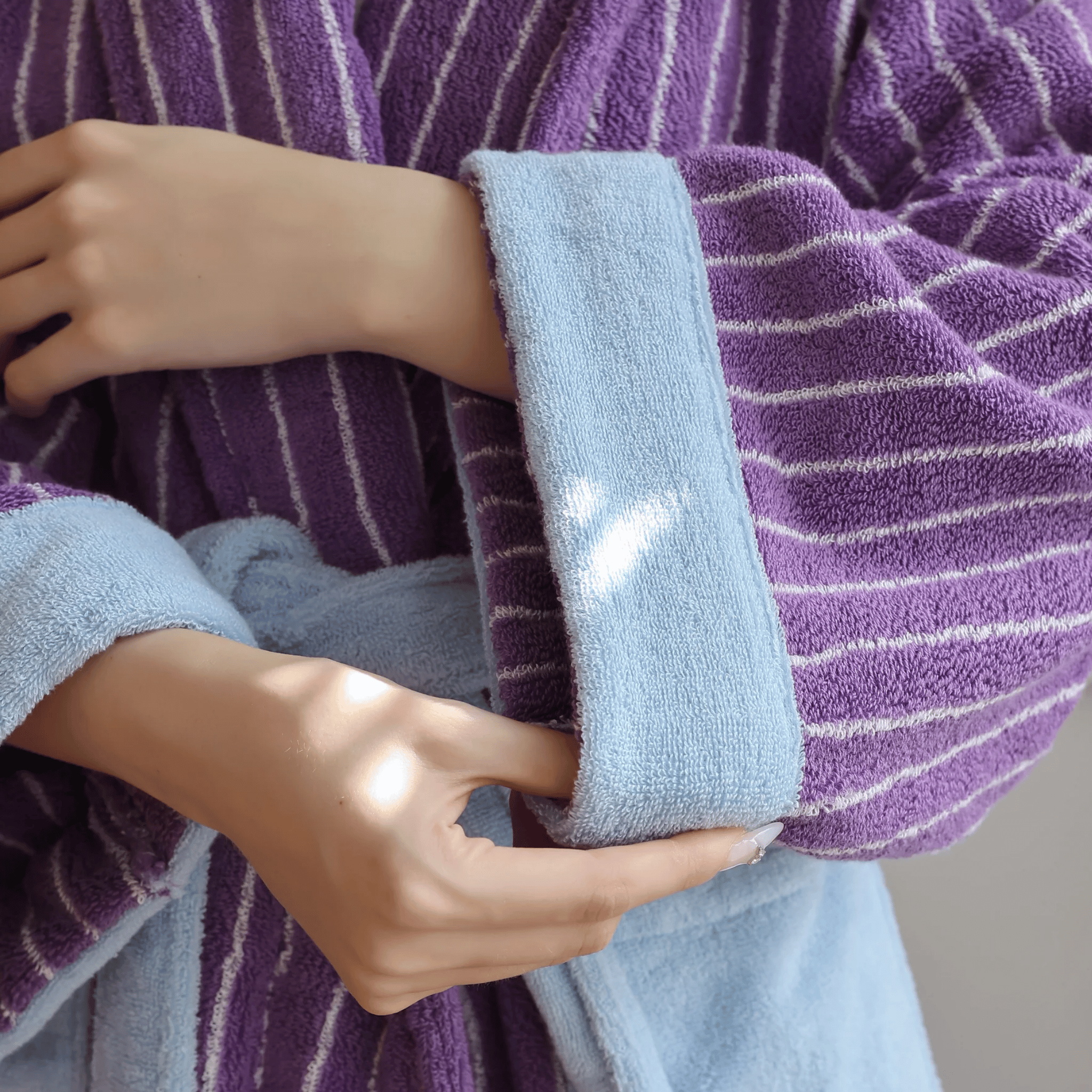 Myrka Organic Cotton Striped Spa Bathrobe | Skonne, Robes, Jacquard Stripe