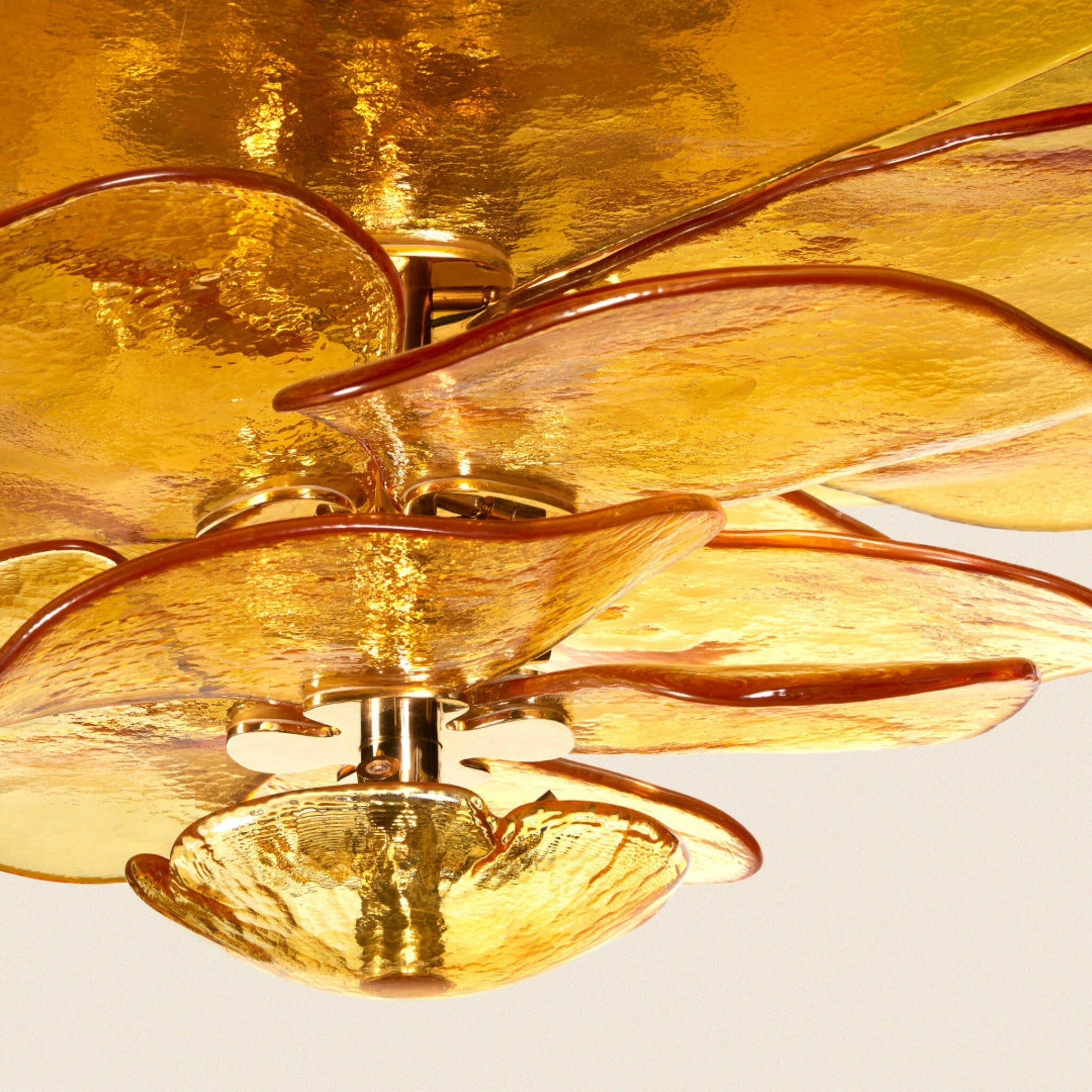 Amber Stained Glass Chandelier — Warm Nordic Glow, Ceiling Light Fixtures, Ravglo Handcrafted