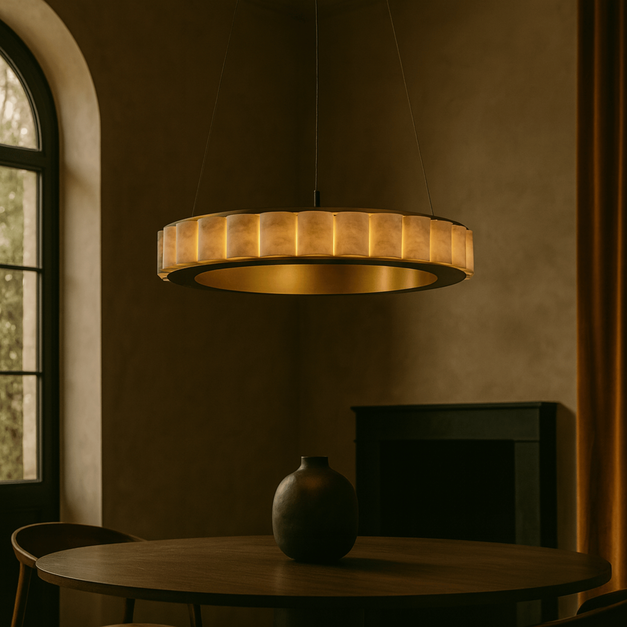 Ringmor Marble Halo Pendant Light — Nordic Design, Ceiling Fixtures, Sculptural LED