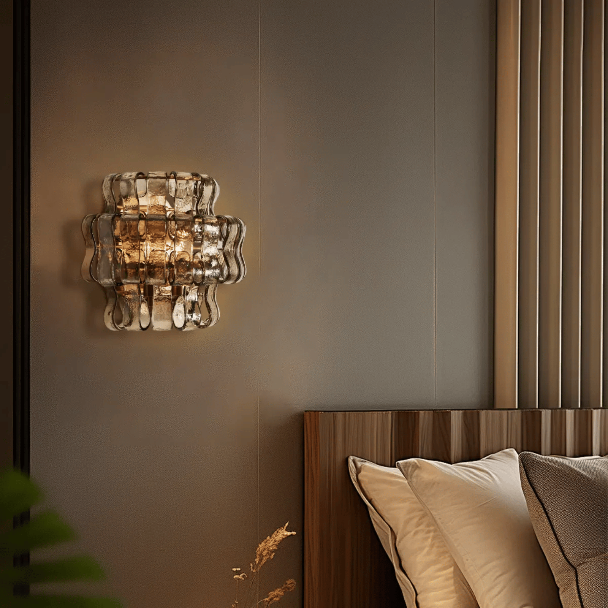 Silvra Gray Glass Wall Sconce in 4 Hardware Finishes, Light Fixtures, Murano-Style