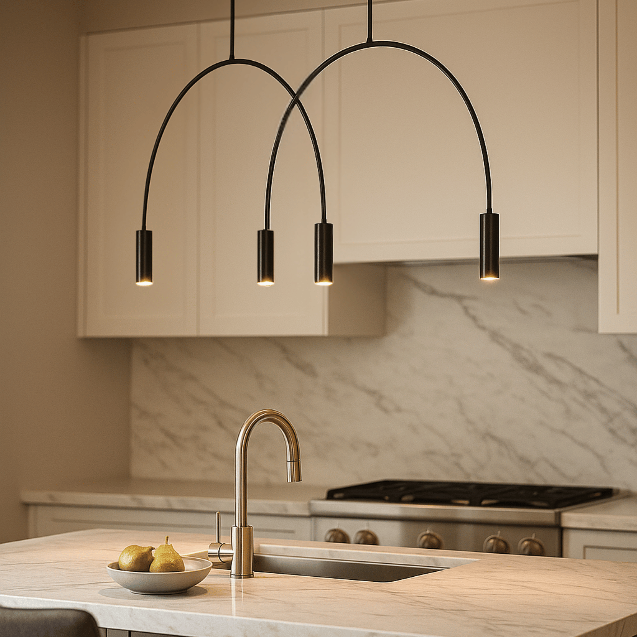 Sirkla 4-Light Black Semi-Circle Pendant Light, Ceiling Fixtures, Architectural