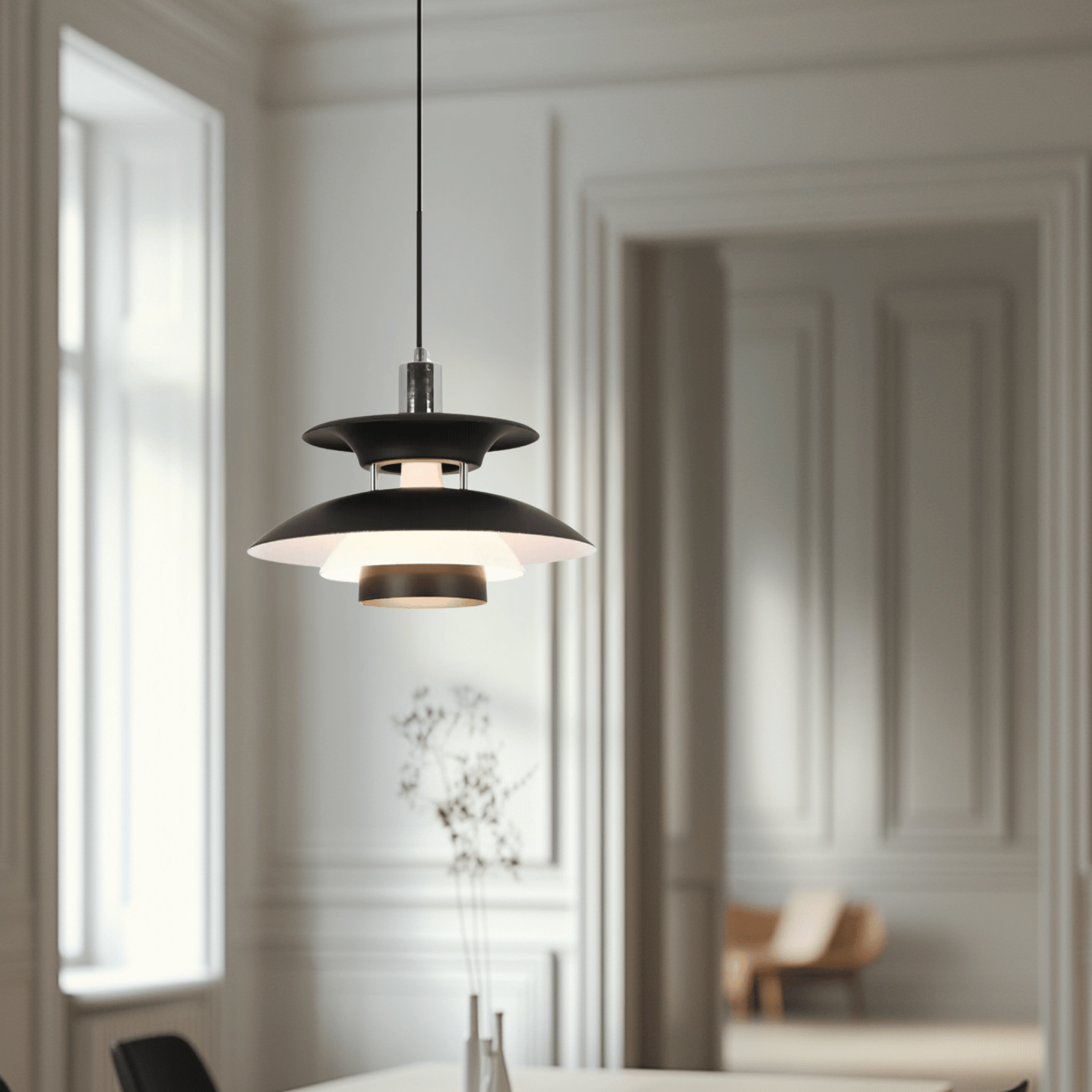 Danish UFO Pendant Light Modern Scandinavian Style, Orange, Ceiling Fixtures, Skive Metal Colorful