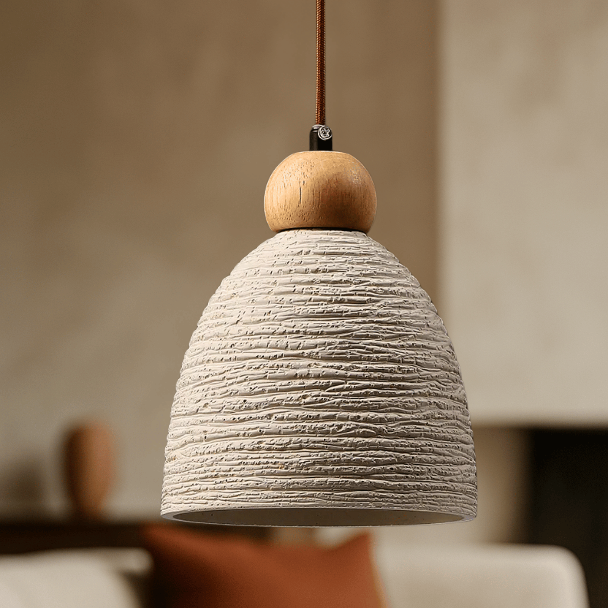 Microcement Ceiling Pendant Light — Nordic Design, Fixtures, Steina Raw Industrial