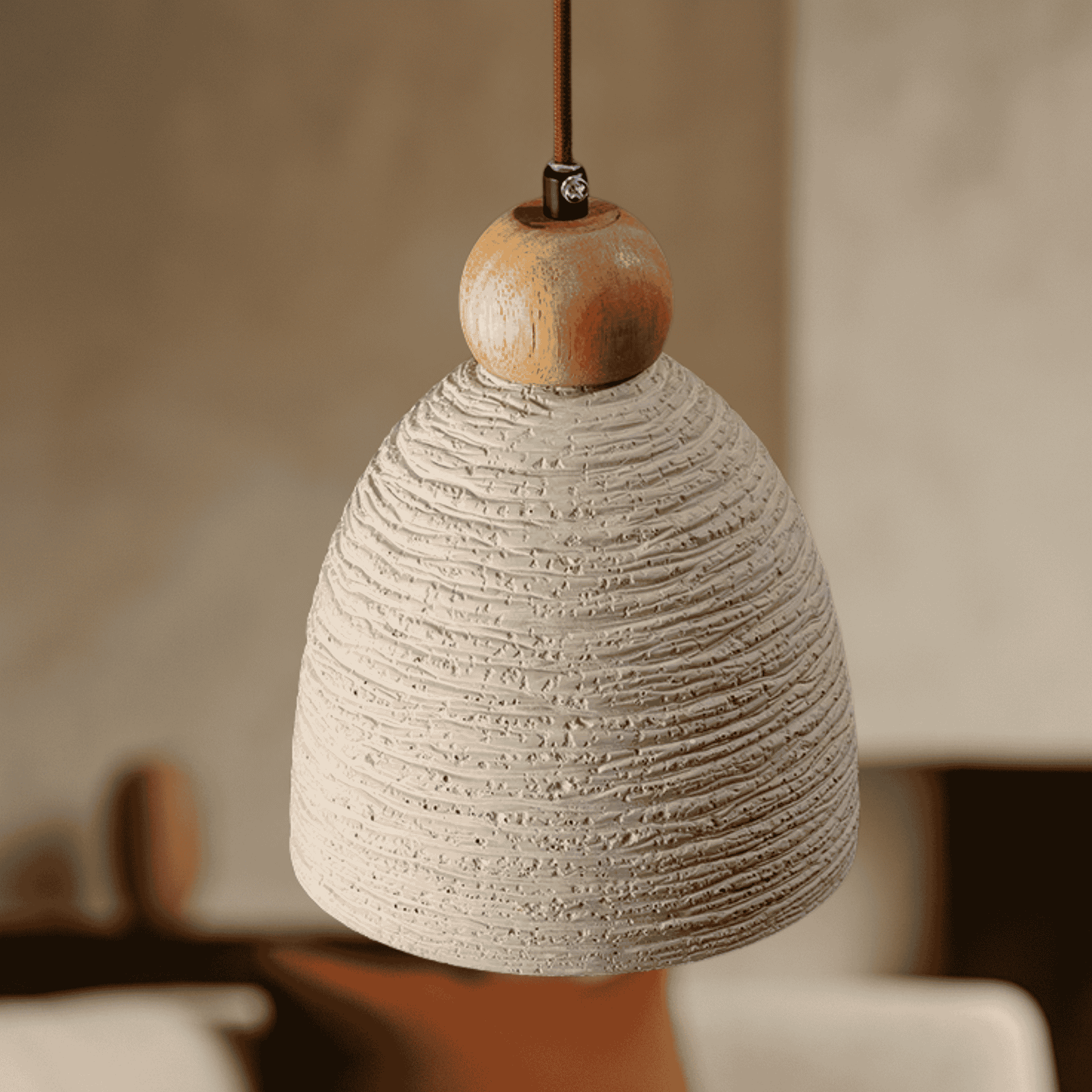 Microcement Ceiling Pendant Light — Nordic Design, Fixtures, Steina Raw Industrial
