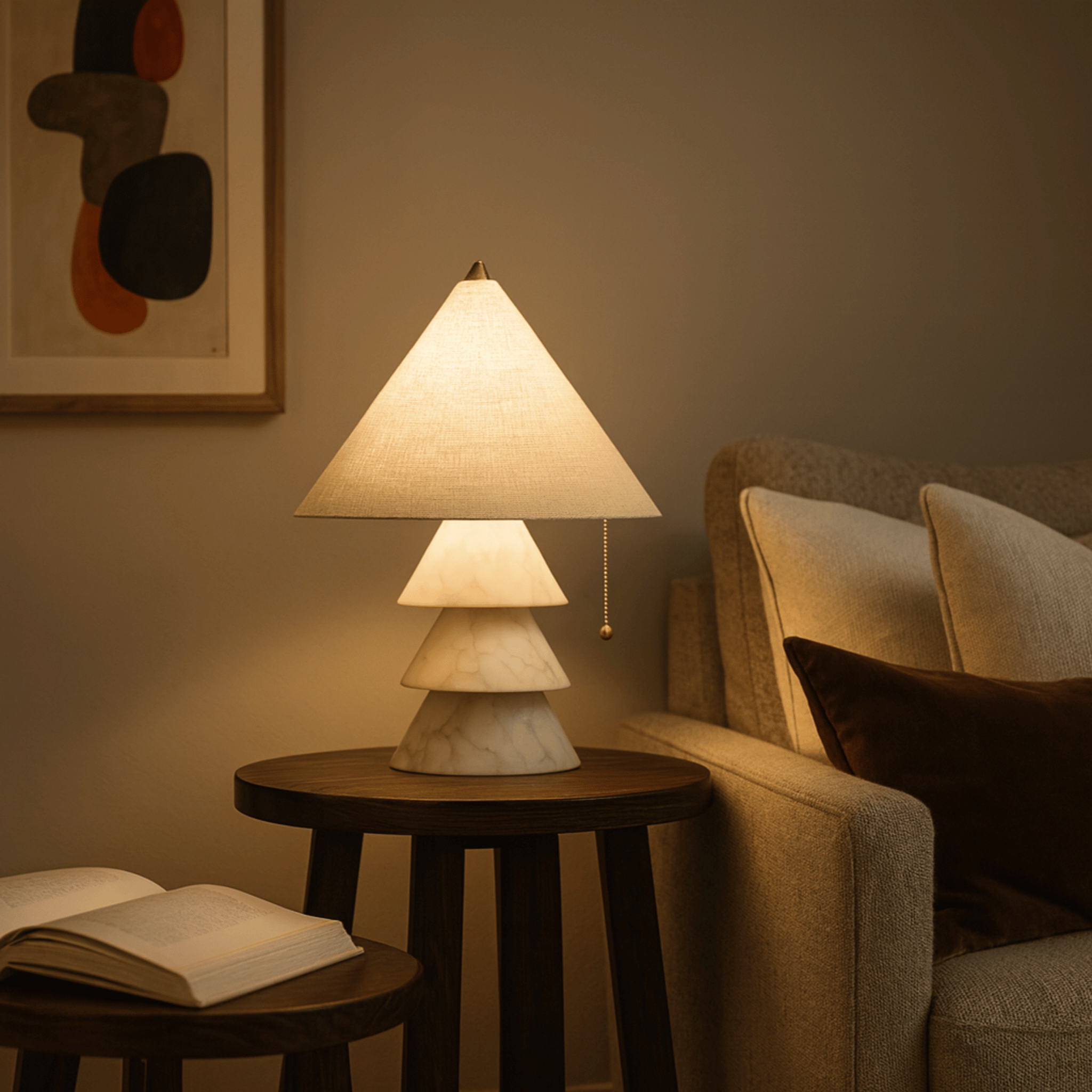 Marble Jade Table Lamp Sculptural Nordic Design, Lamps, Steinglo