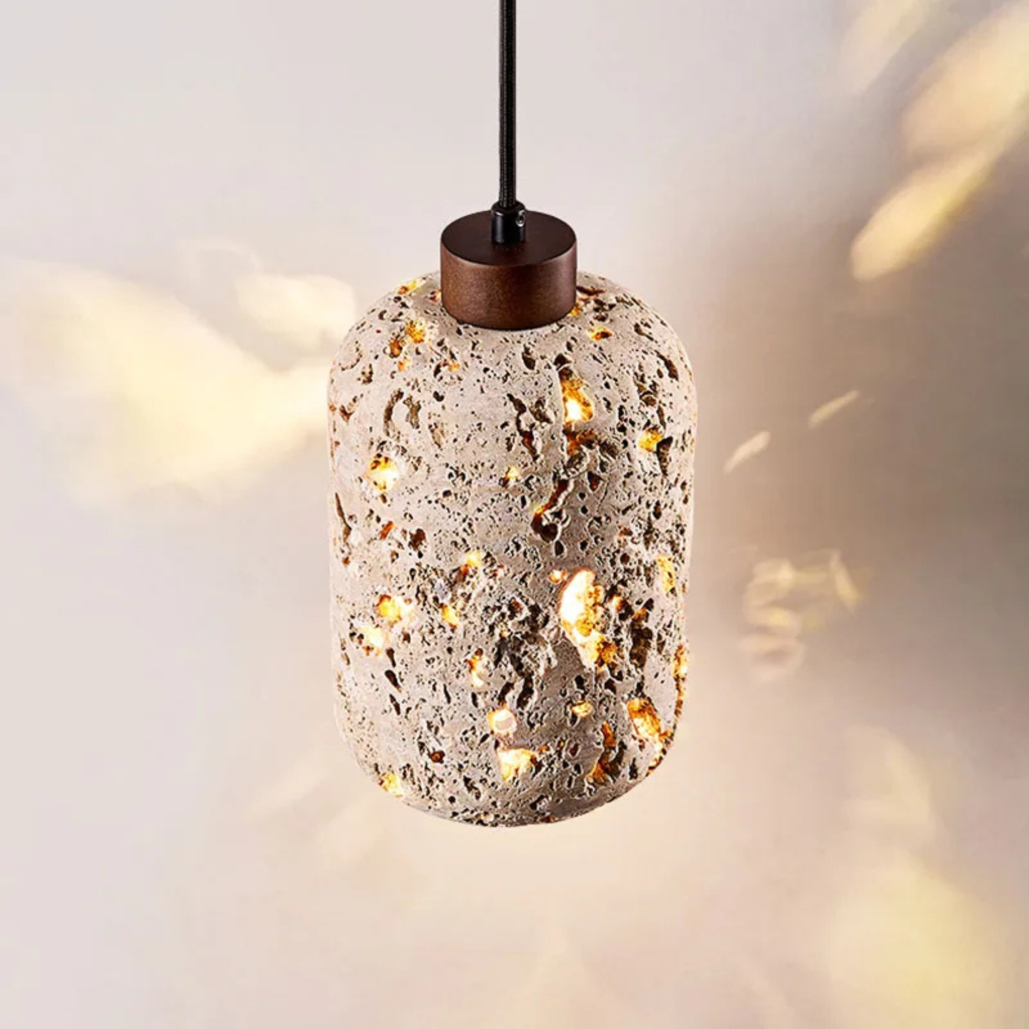 Natural Travertine Wall Sconce Modern Stone Light, Fixtures, Steinglo Nordic