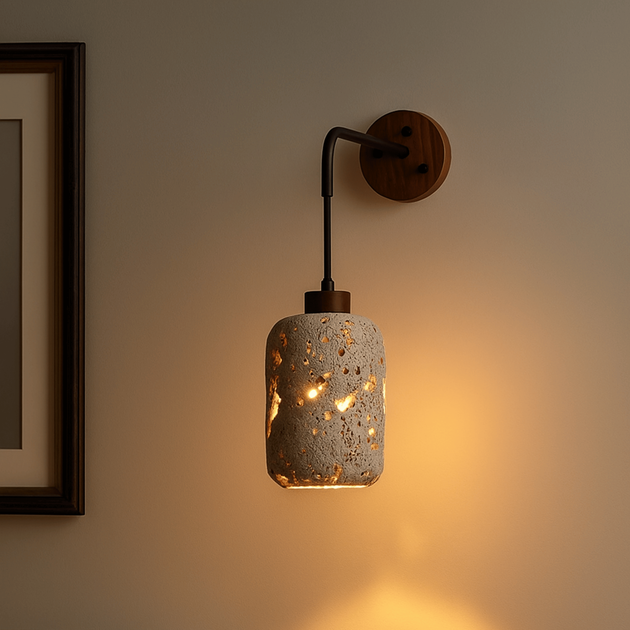 Natural Travertine Wall Sconce Modern Stone Light, Fixtures, Steinglo Nordic