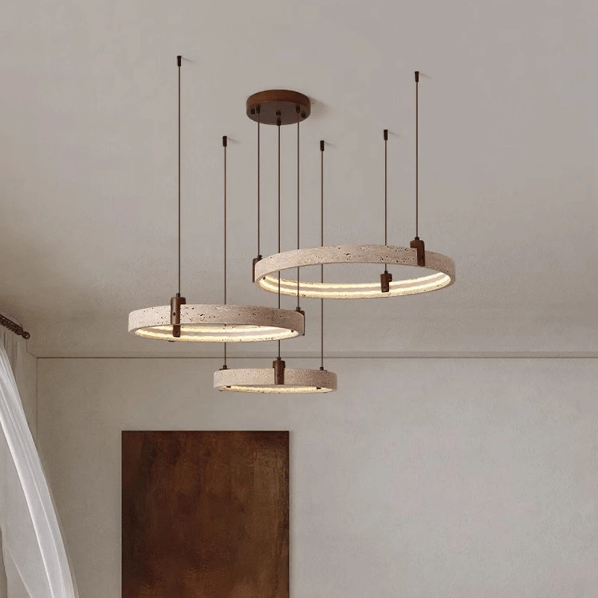 Steinrund Stone Ring Pendant Light for Dining, Ceiling Fixtures, Natural Multi-Ring